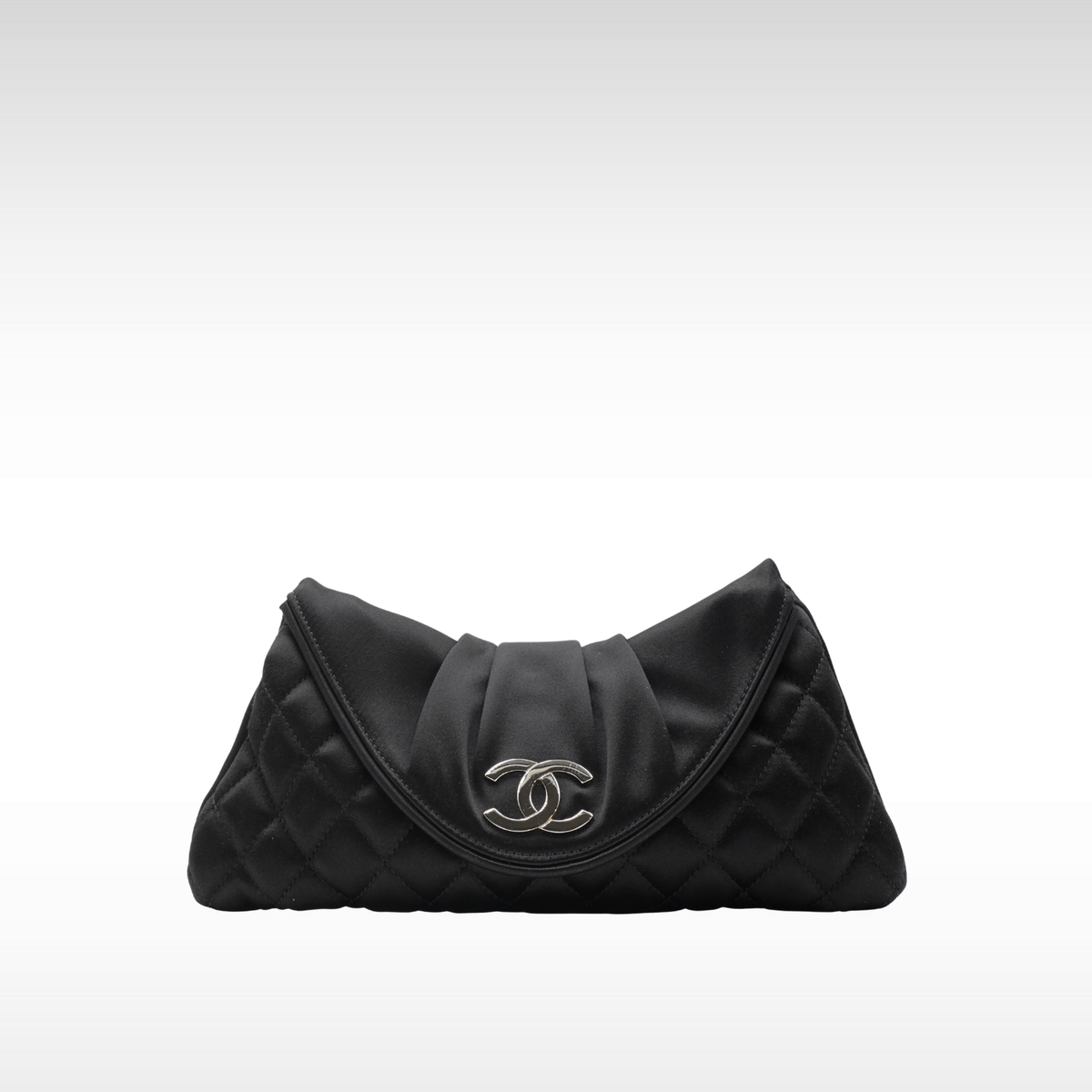 Half Moon Satin Black Clutch Bag