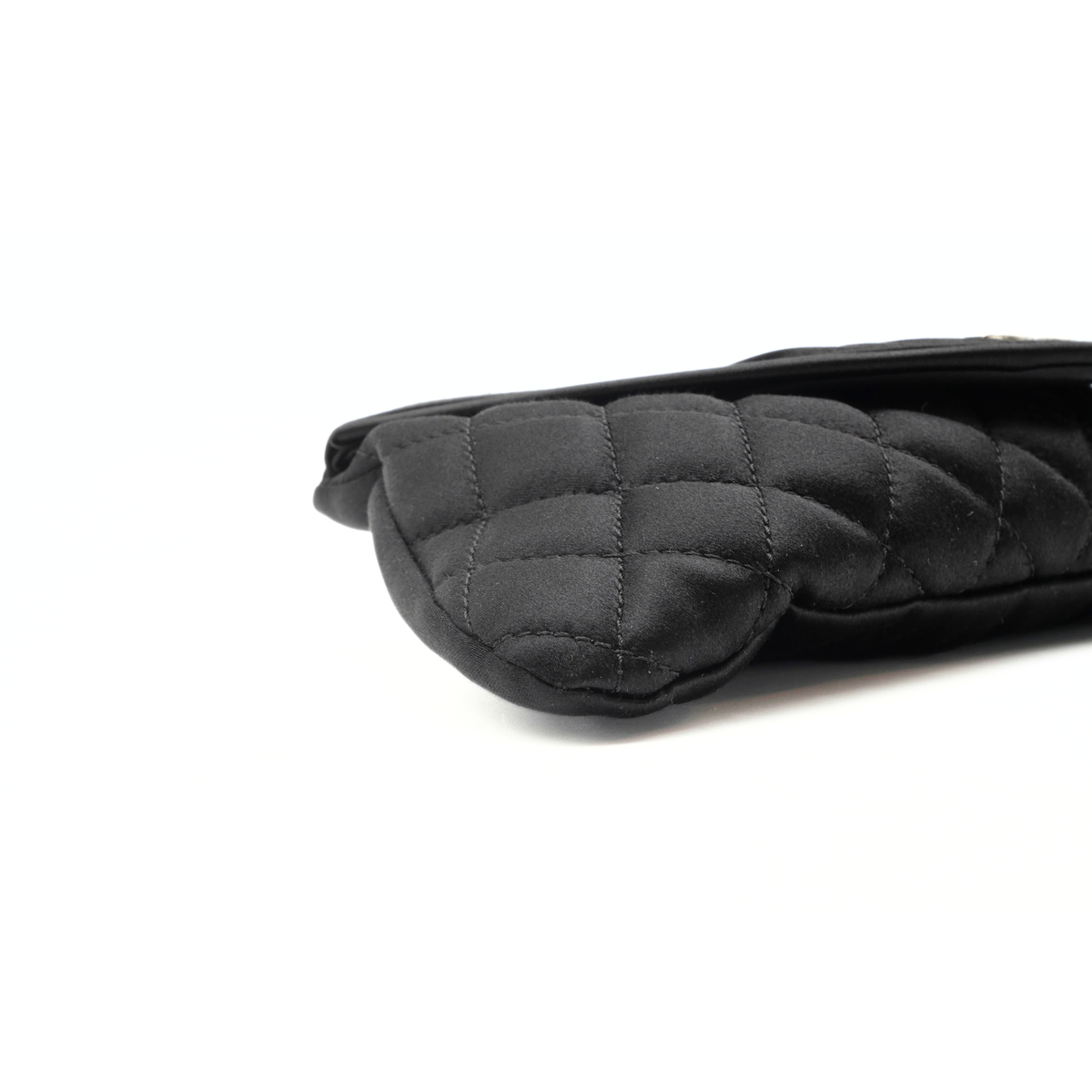 Half Moon Satin Black Clutch Bag