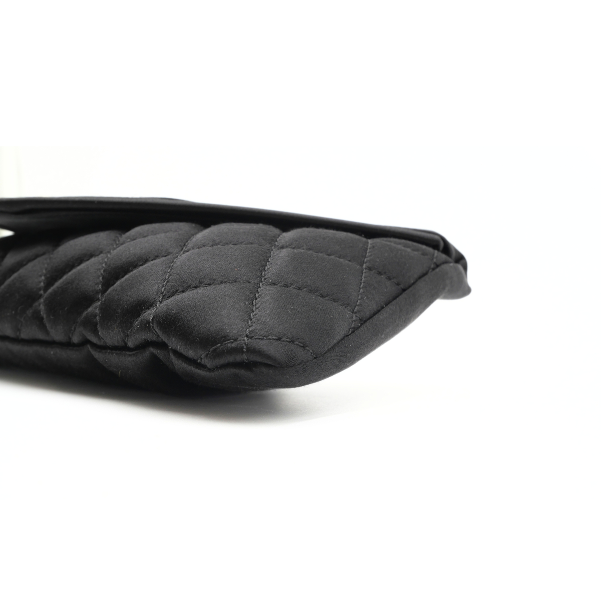 Half Moon Satin Black Clutch Bag