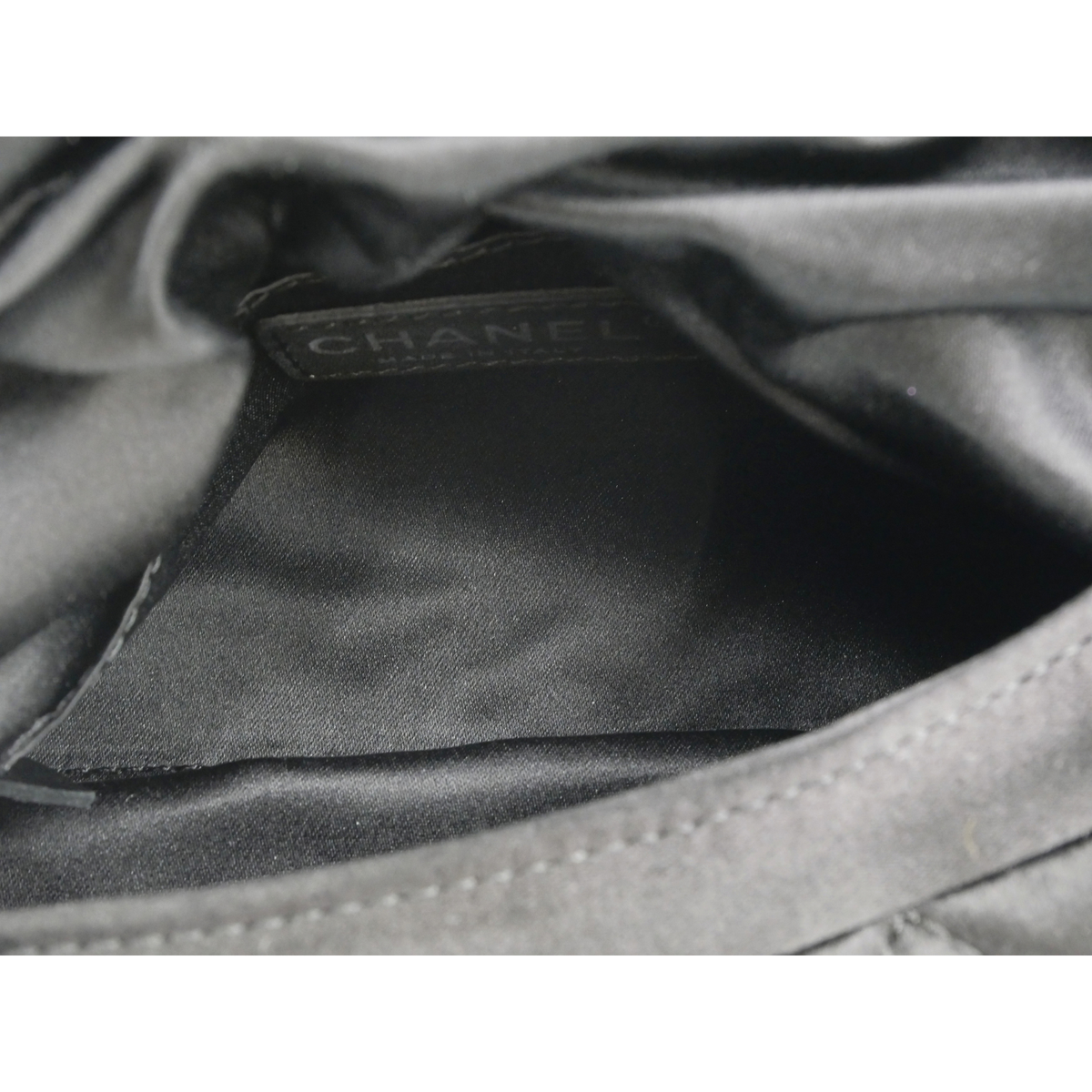 Half Moon Satin Black Clutch Bag