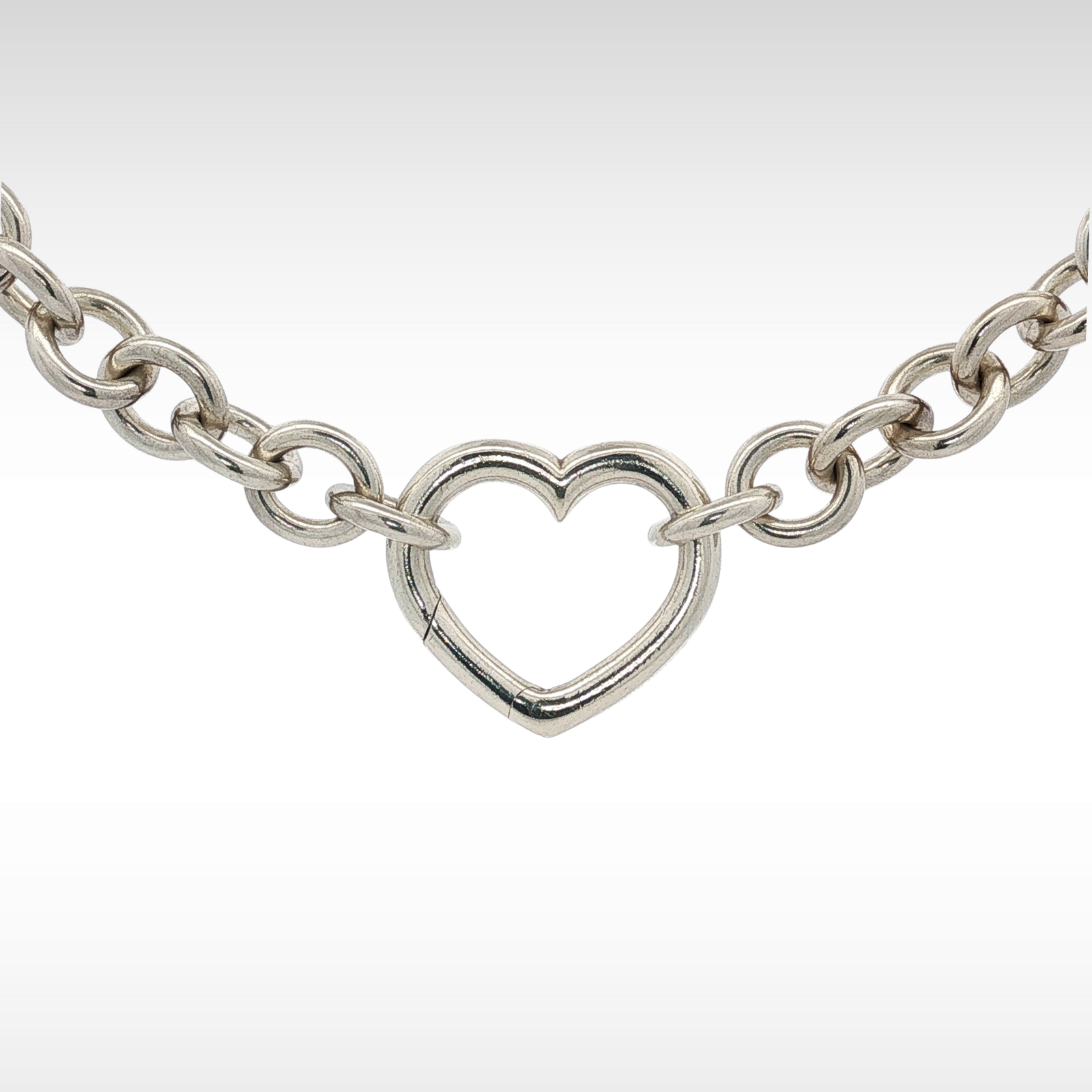 Chain Link Heart Silver Necklace