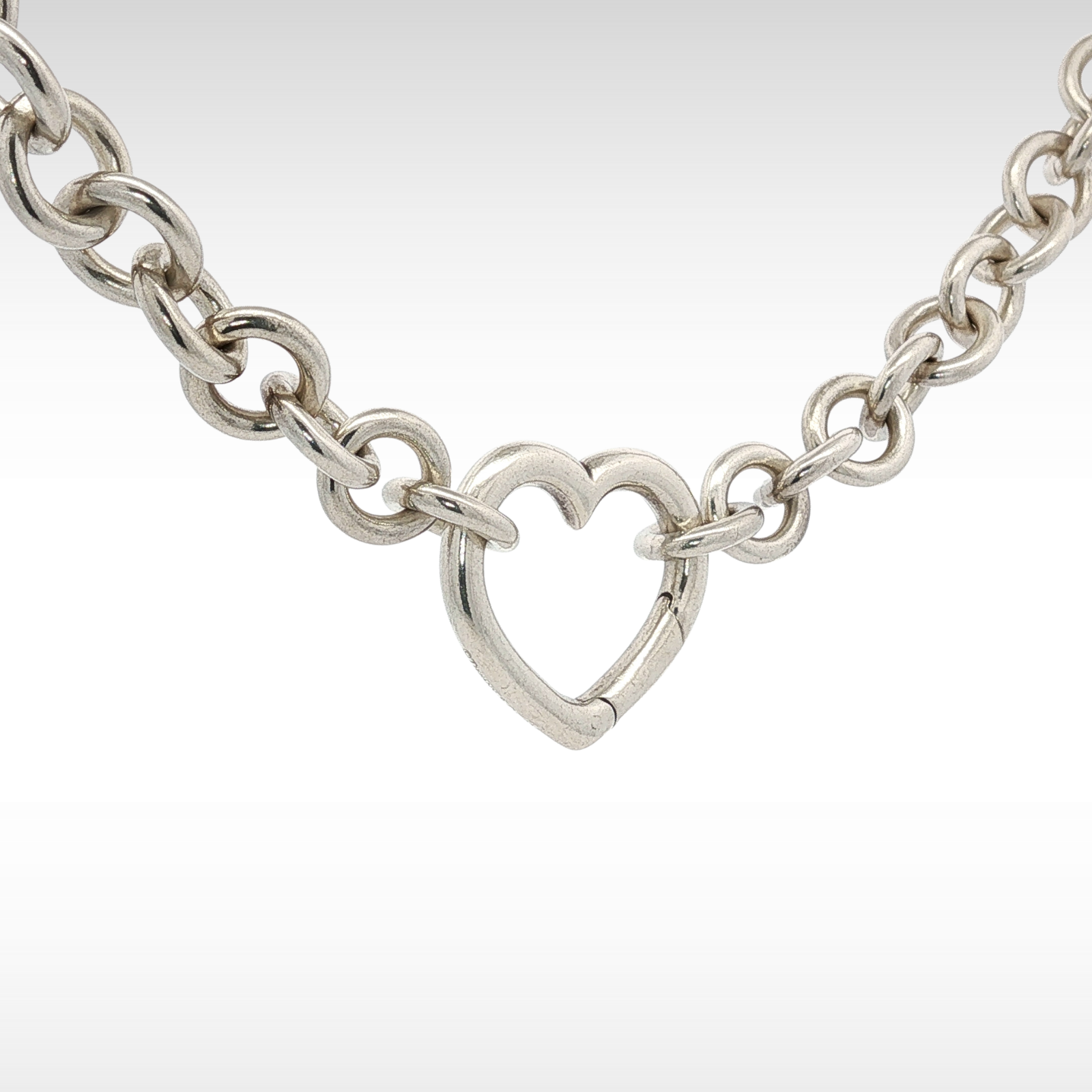 Chain Link Heart Silver Necklace