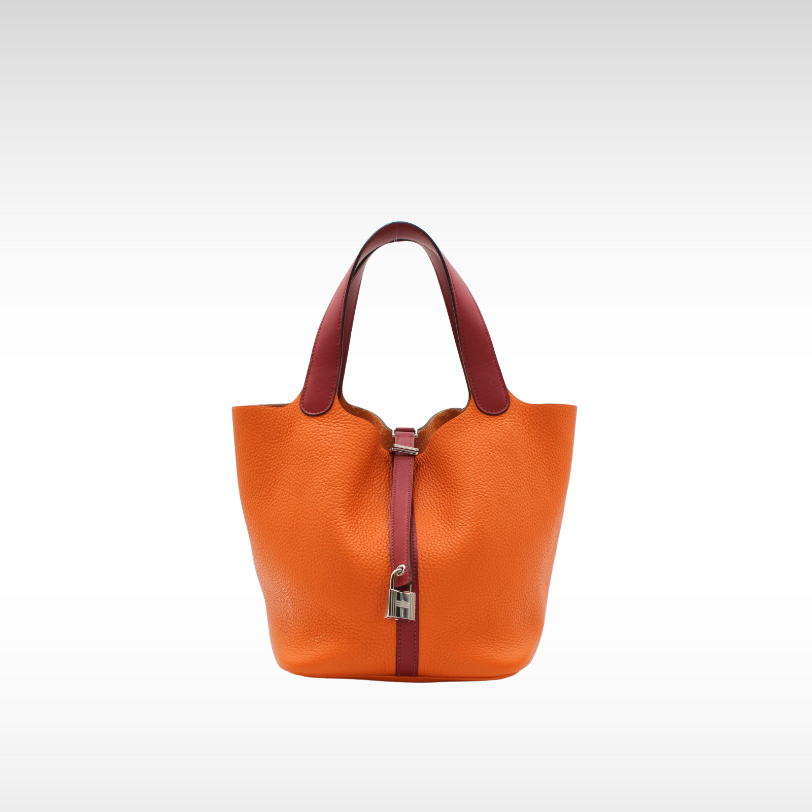 Picotin Lock 22 Touch Taurillon Clemence Orange + Rouge Grenade Handbag