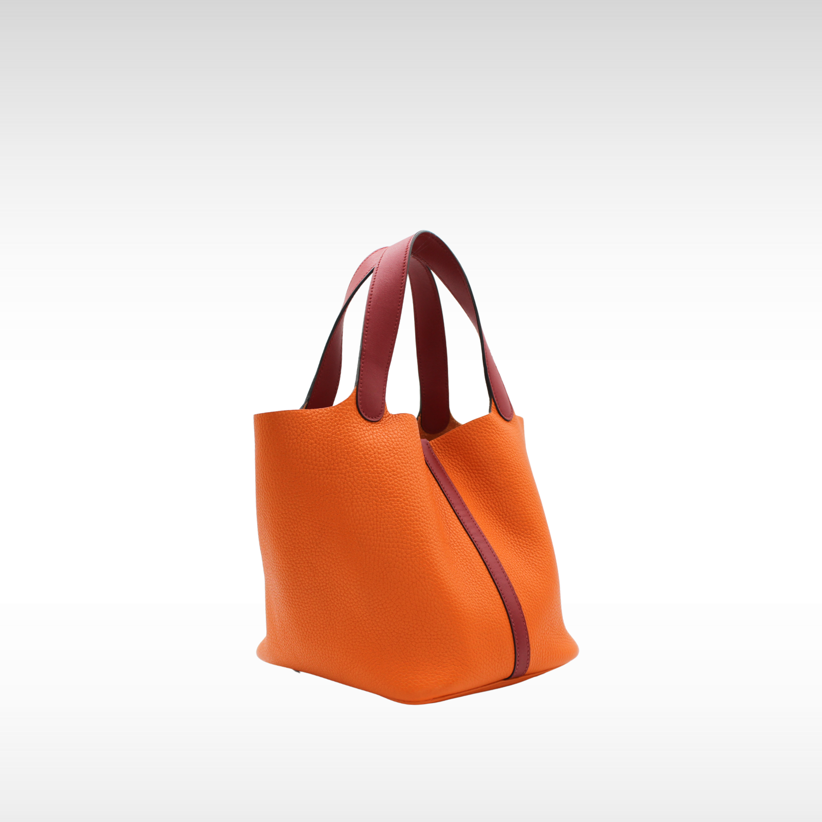 Picotin Lock 22 Touch Taurillon Clemence Orange + Rouge Grenade Handbag