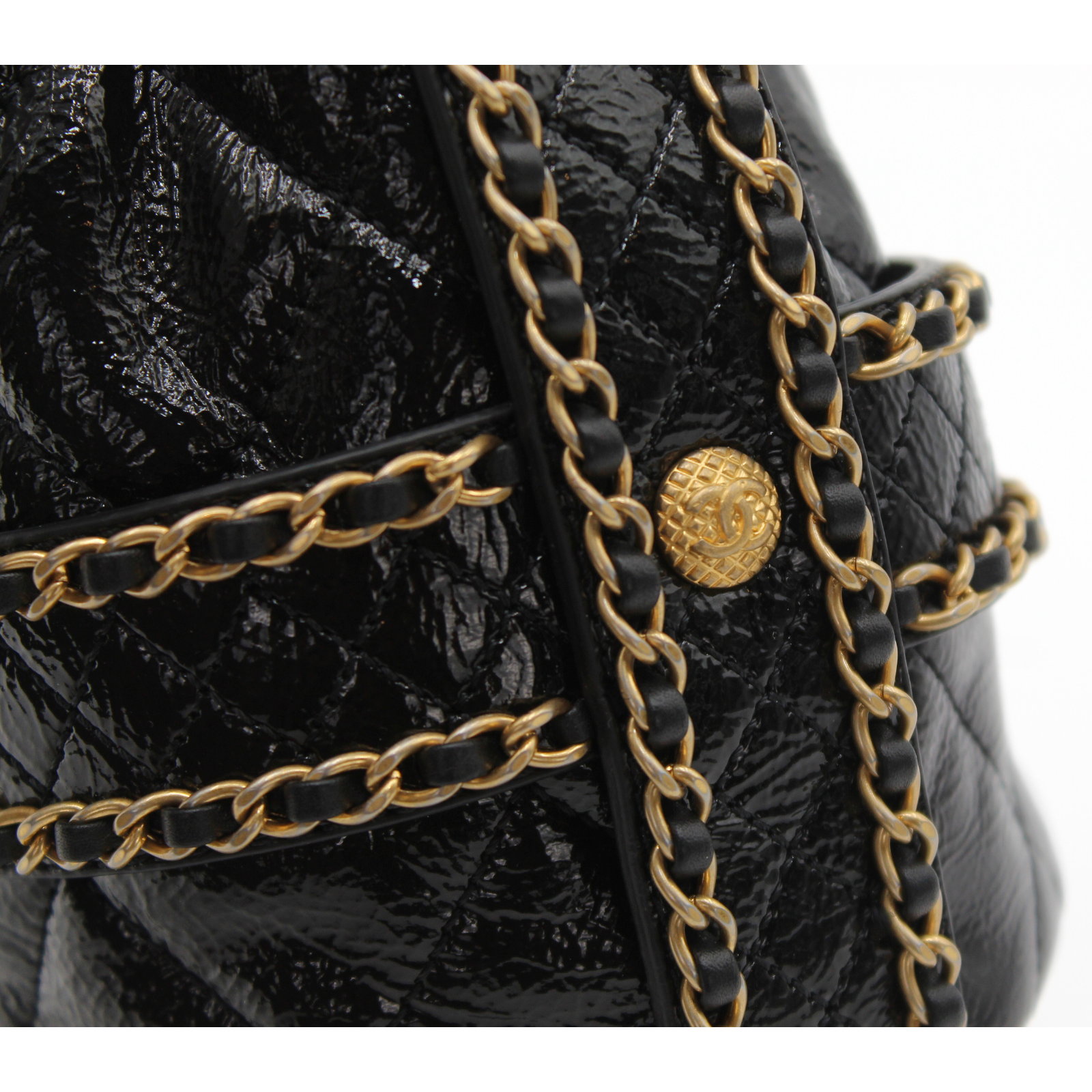 Drawstring Calf Black Shoulder Bag