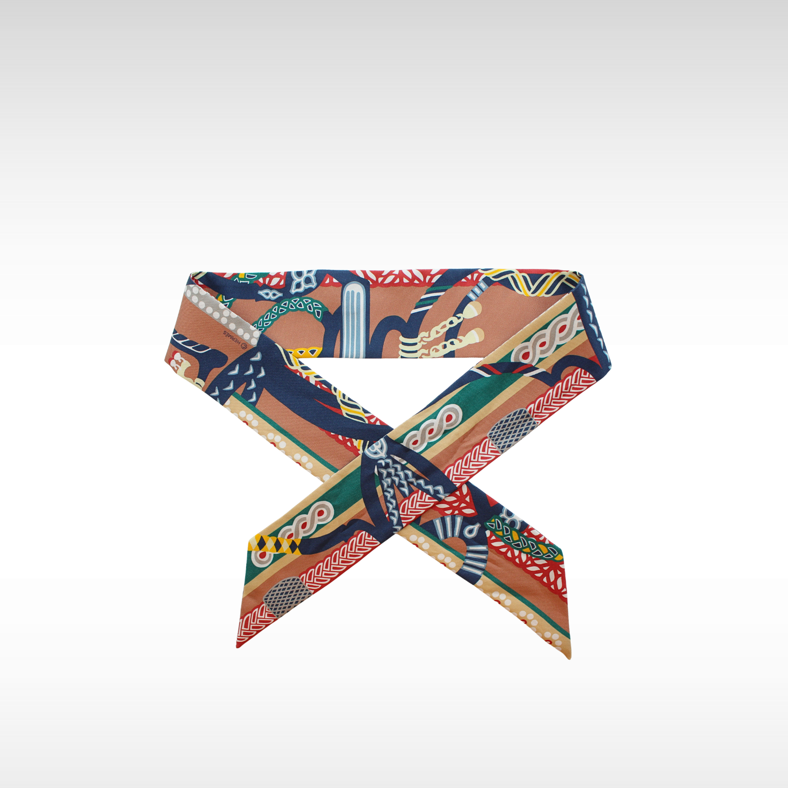 Twilly Fantaisie D'Etriers Silk Brown Scarf