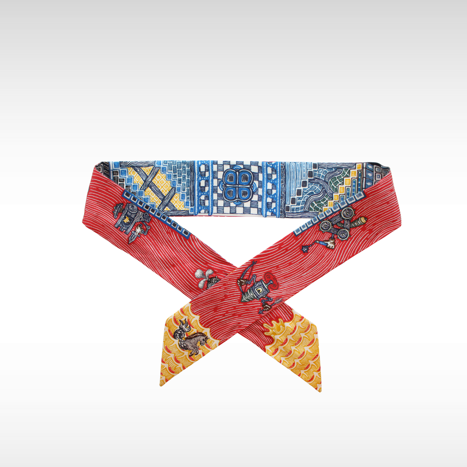 Twilly Super Silk Quest Red + Blue Scarf