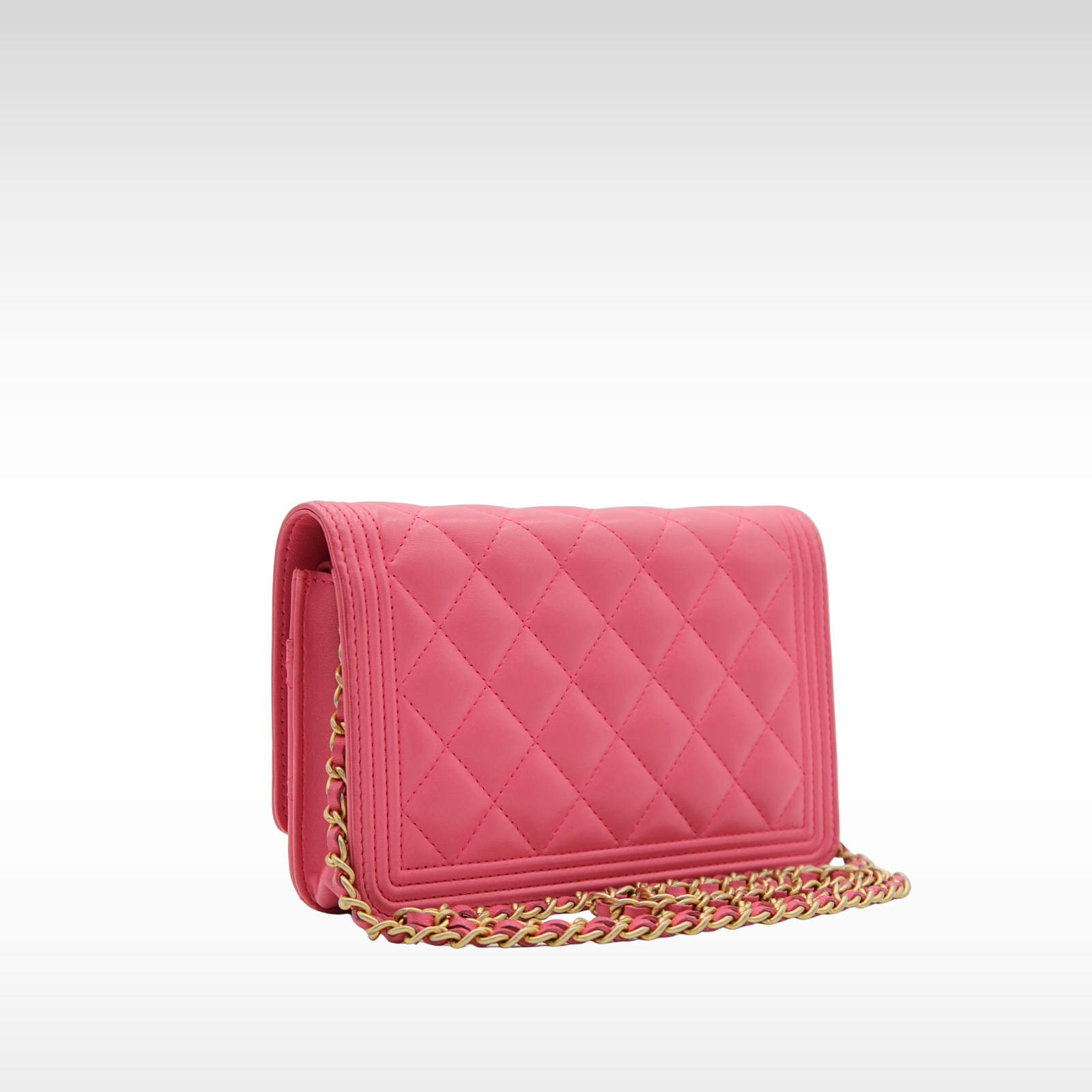 Boy Chanel Lamb Pink Wallet on Chain
