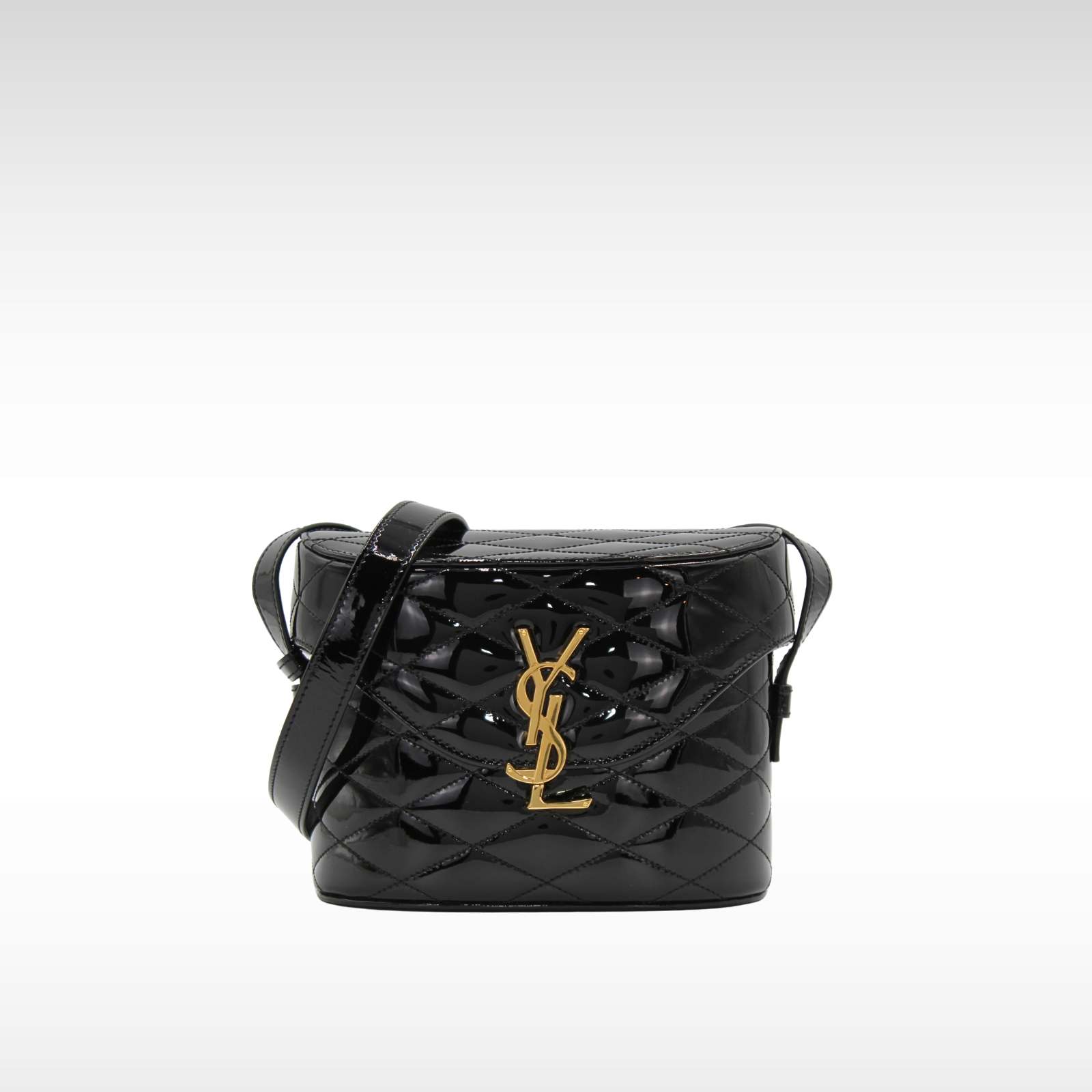 Jun Box Enamel Black Shoulder Bag