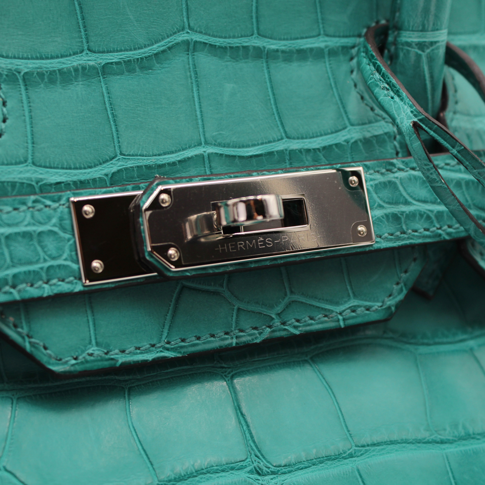 Birkin 30 Matte Alligator Blue Paon