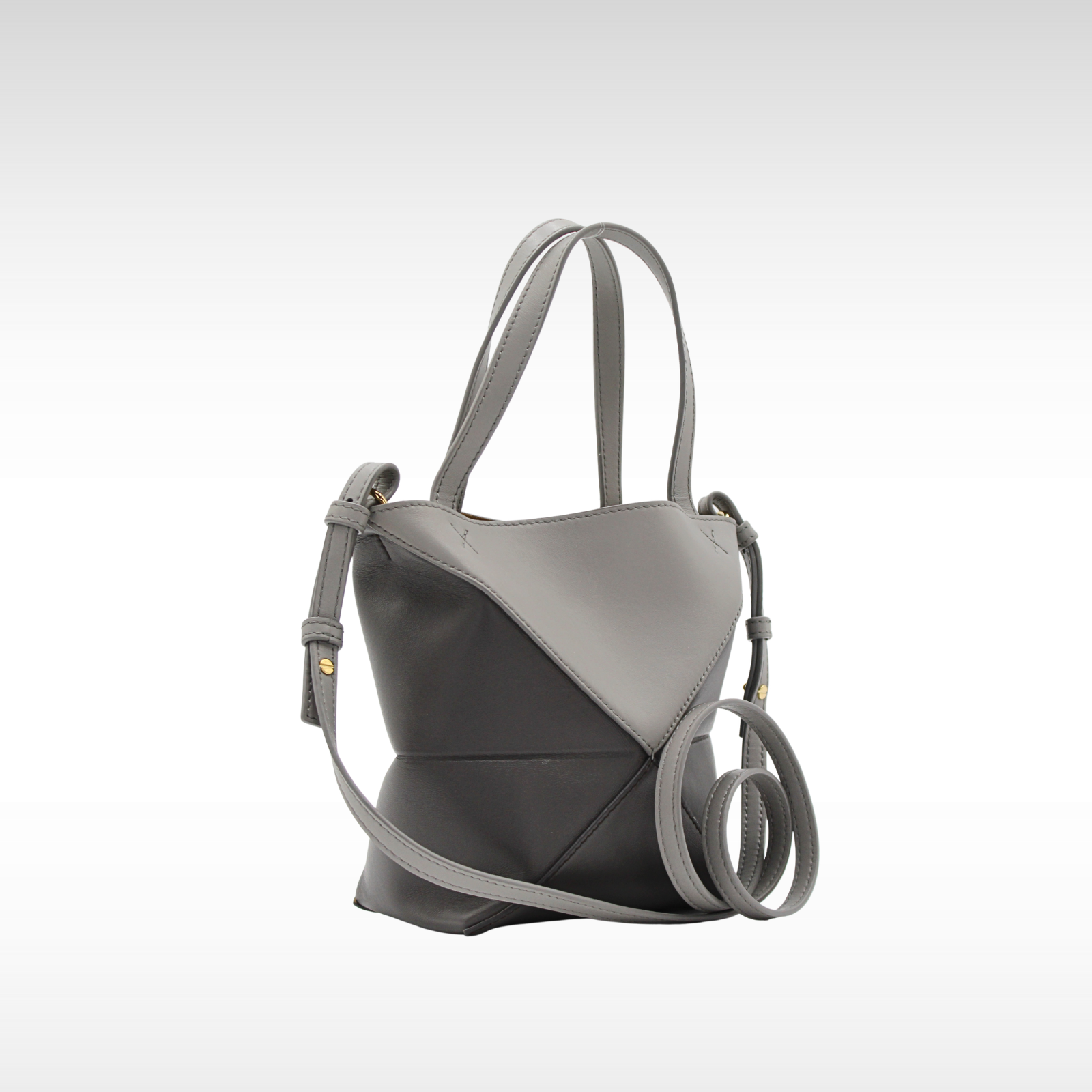 Puzzle Fold Mini Calf Gray Tote Bag