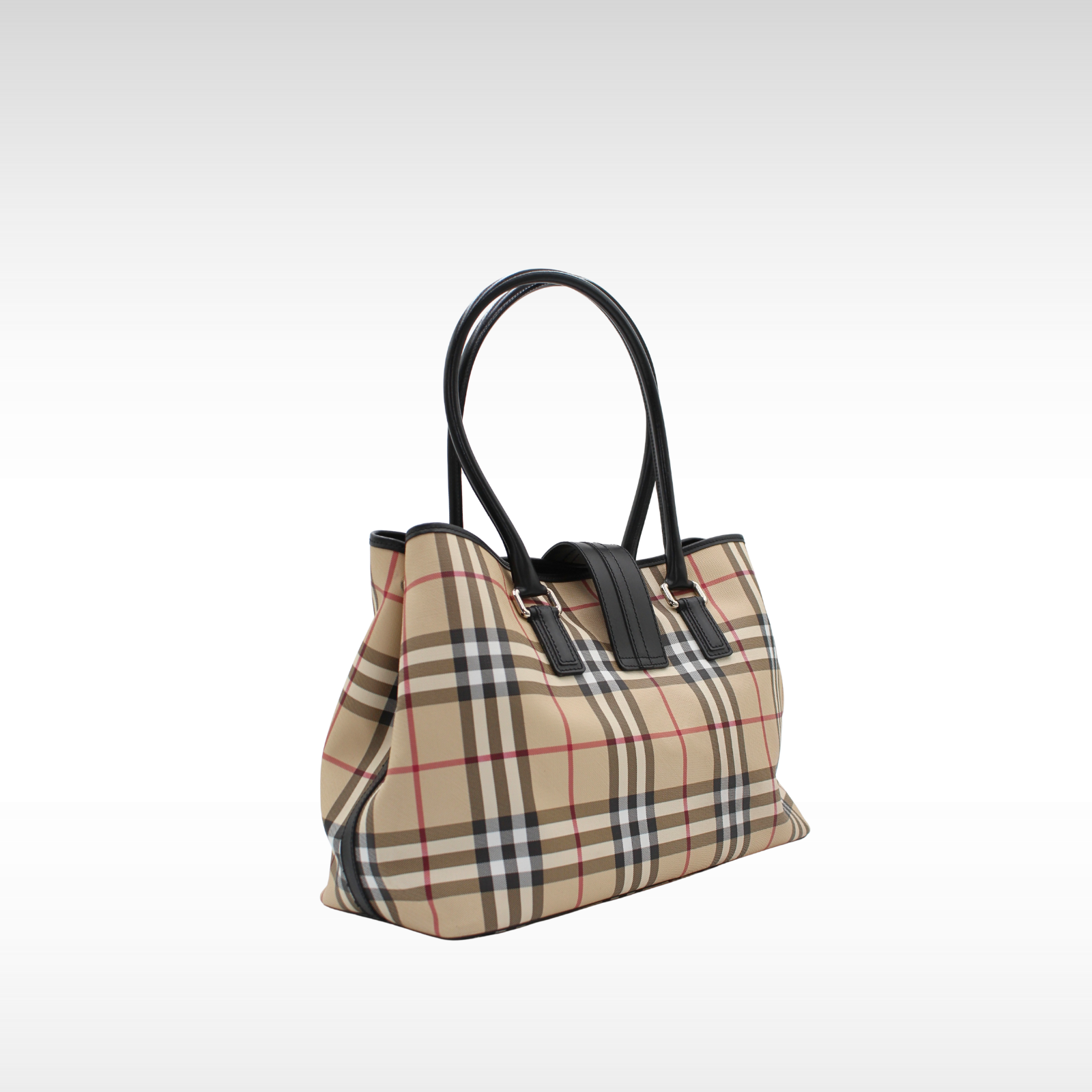 Nova Check Beige Coated Canvas Tote Bag