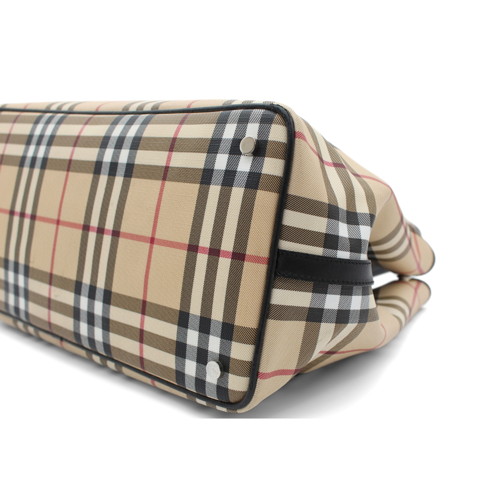 Nova Check Beige Coated Canvas Tote Bag