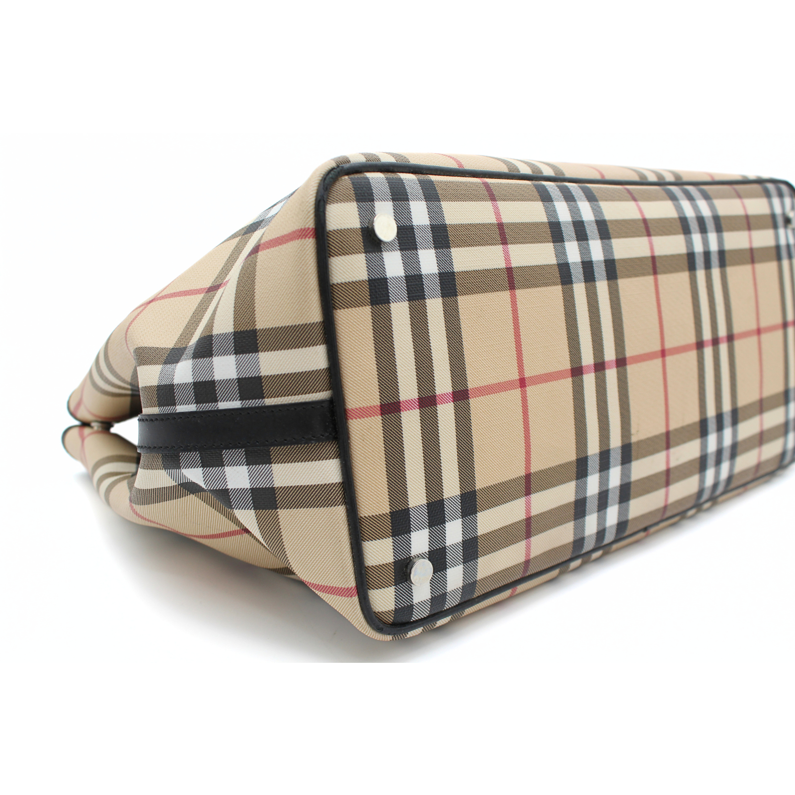 Nova Check Beige Coated Canvas Tote Bag