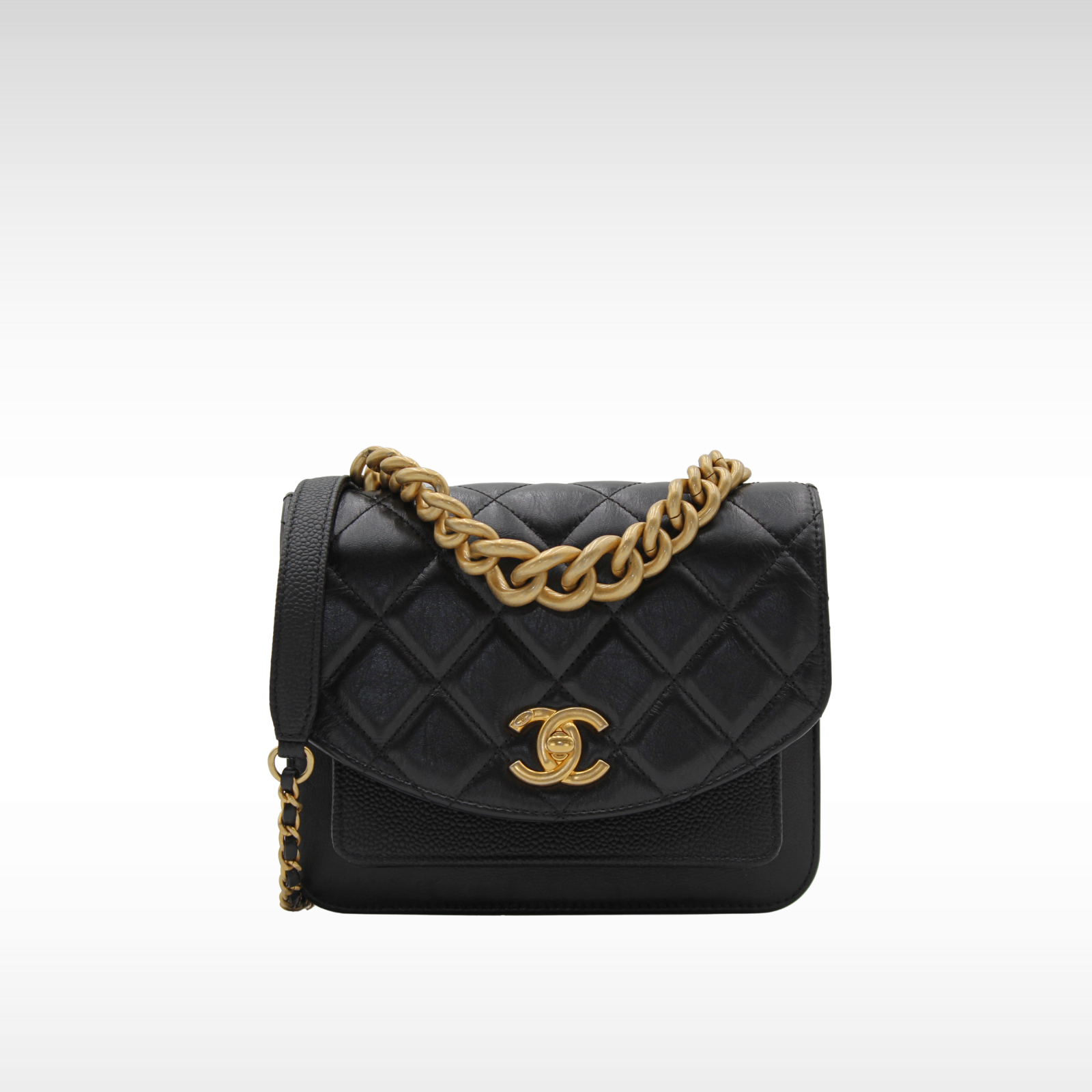 Calf Black Shoulder Bag