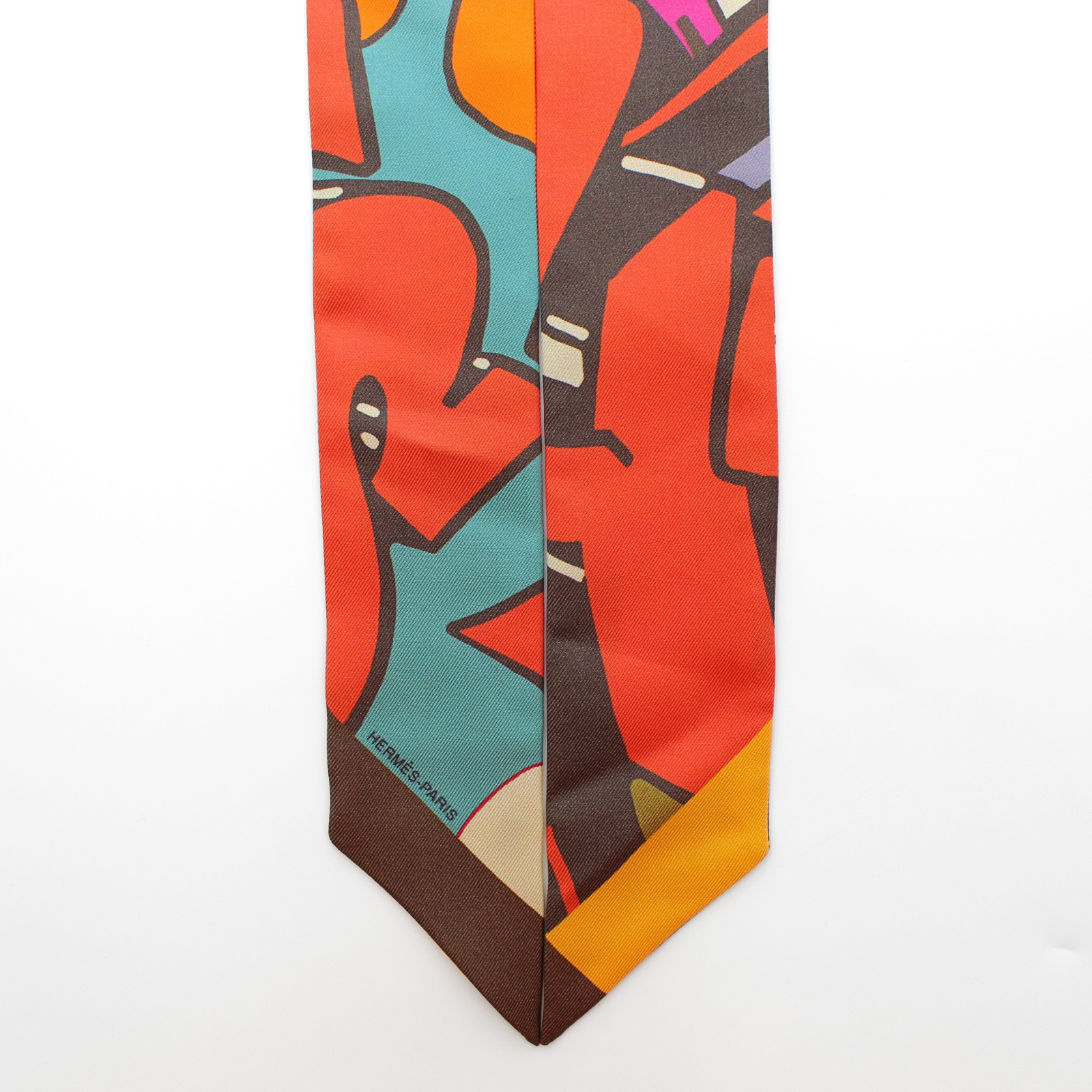 Twilly Graff Orange + Red Silk Scarf