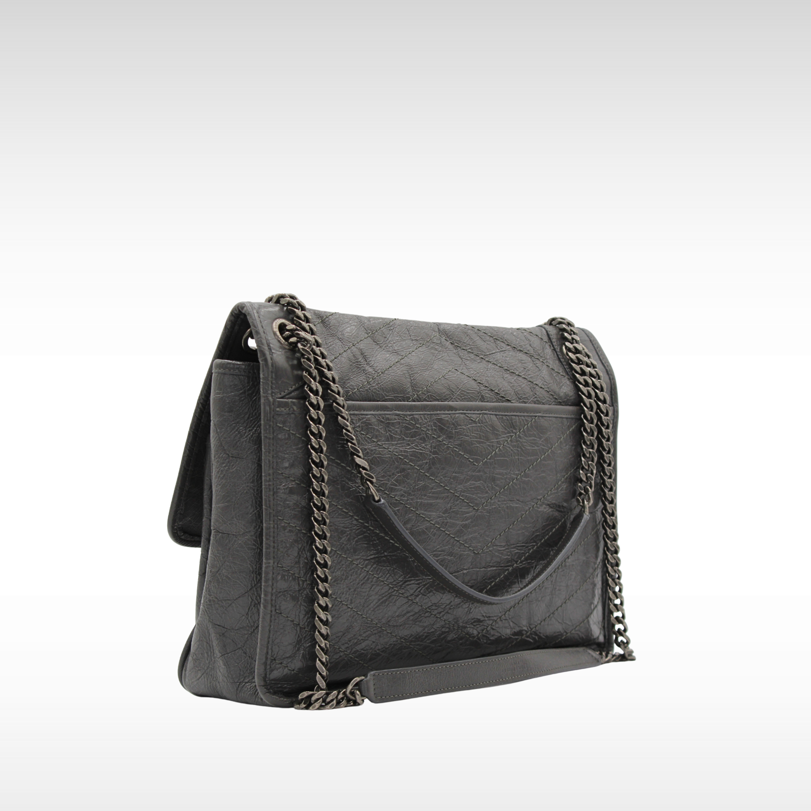 Niki Medium Calf Gray Shoulder Bag