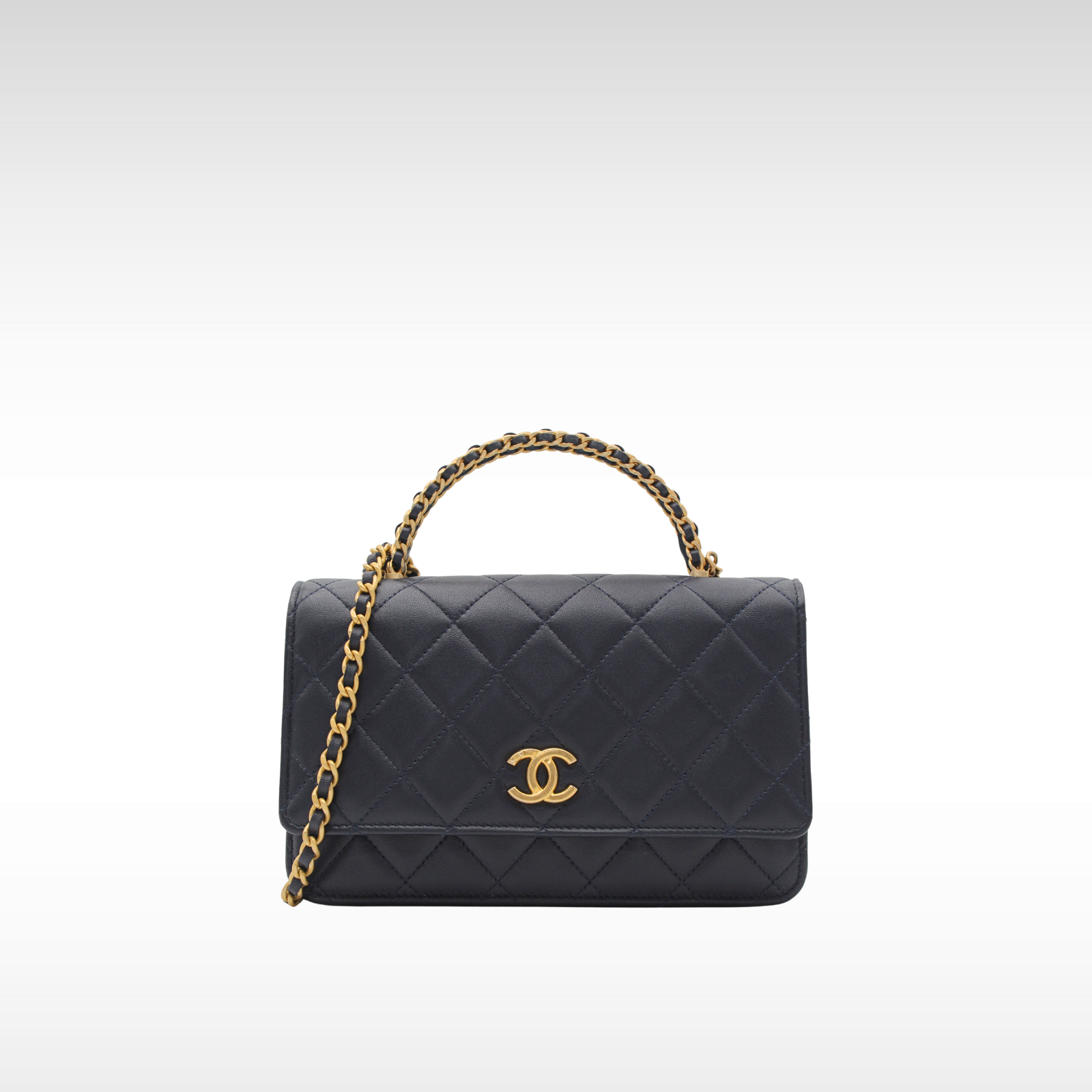 Matelasse Lamb Navy Wallet on Chain