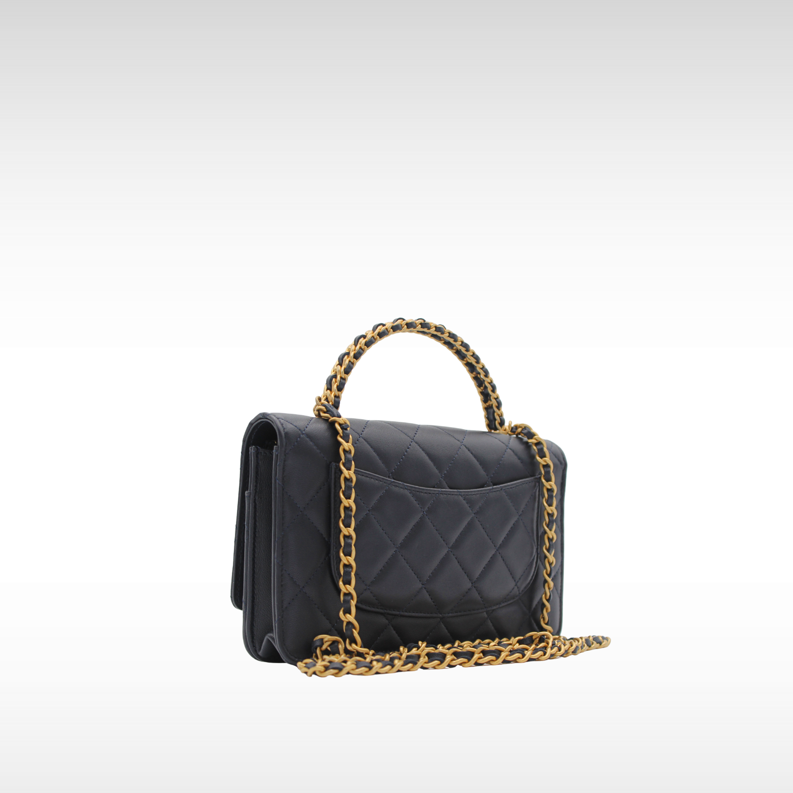 Matelasse Lamb Navy Wallet on Chain
