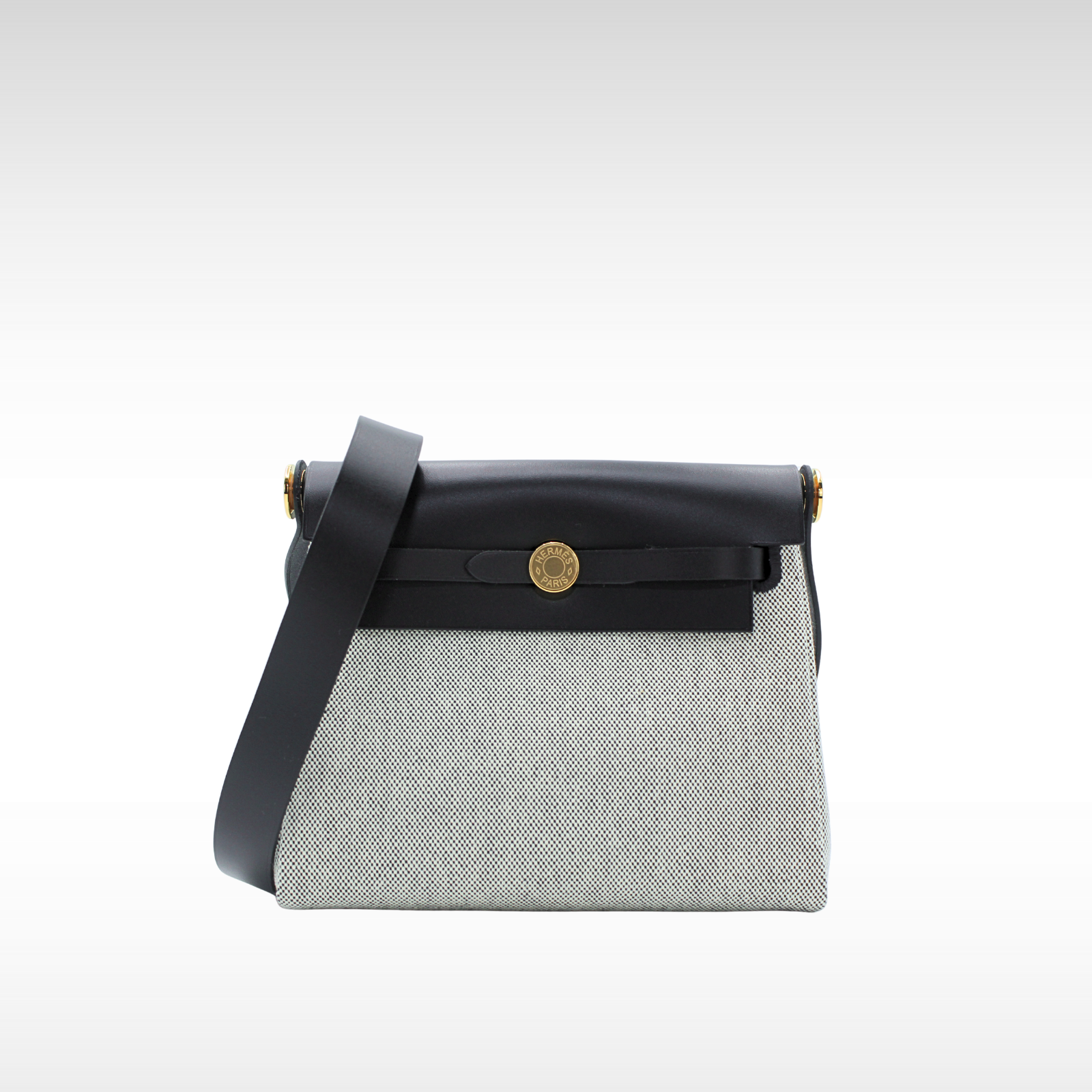 Herbag zip 20 Toile H Viking Ecre+Black Crossbody Bag