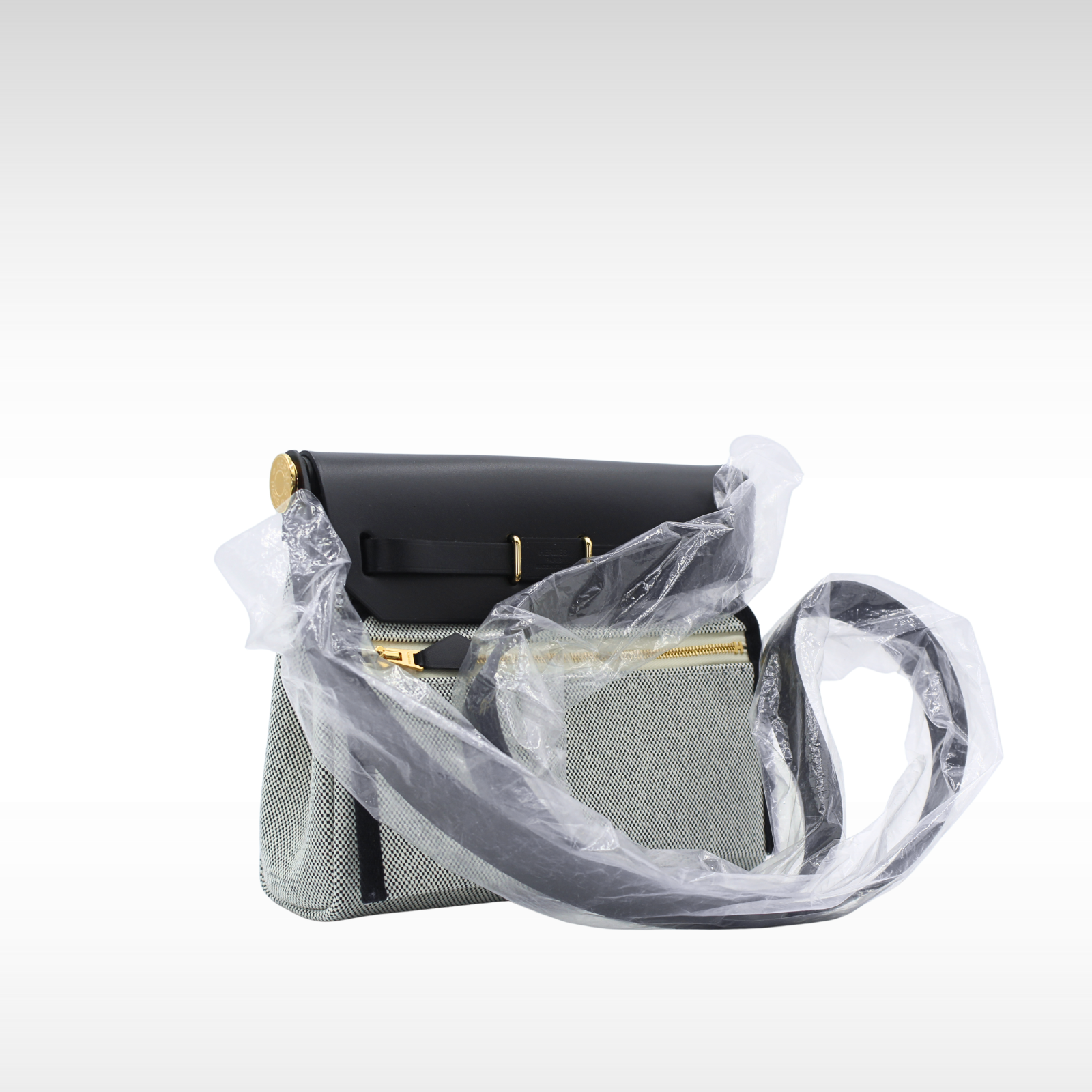 Herbag zip 20 Toile H Viking Ecre+Black Crossbody Bag