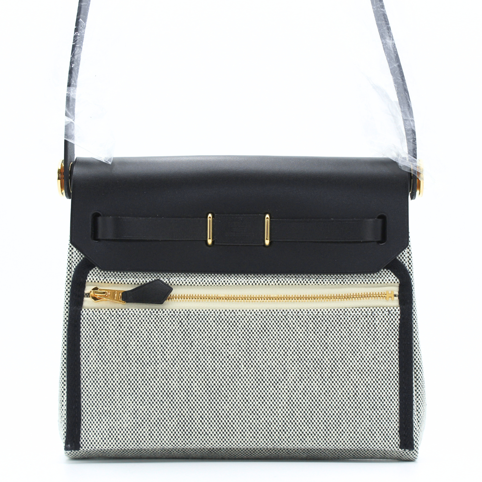Herbag zip 20 Toile H Viking Ecre+Black Crossbody Bag