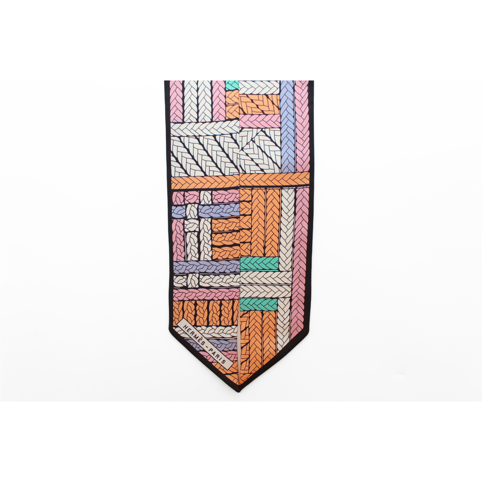 Twilly Tresses H Silk Black + Orange + Pink Scarf