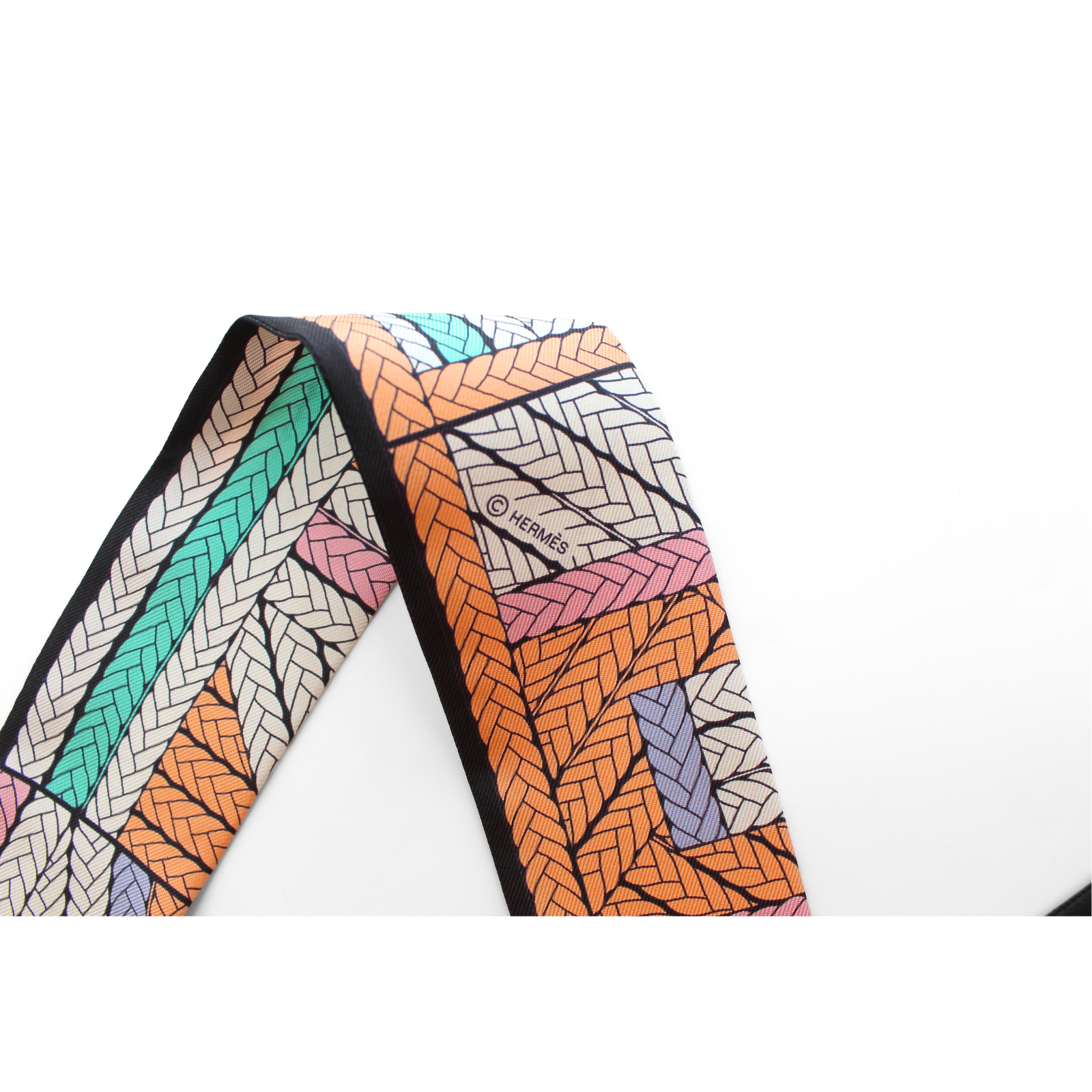 Twilly Tresses H Silk Black + Orange + Pink Scarf
