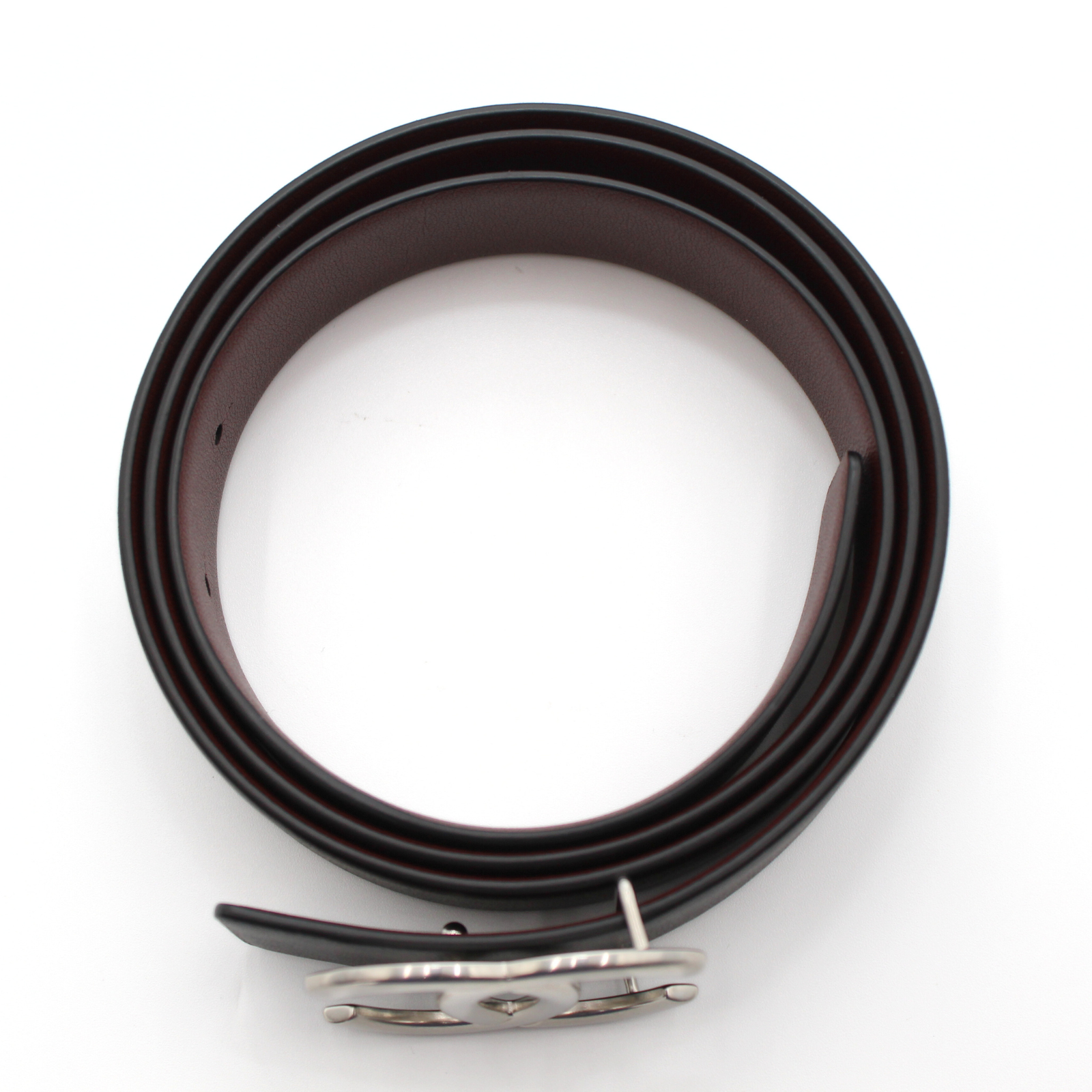 Black + Burgundy Calf Belt
