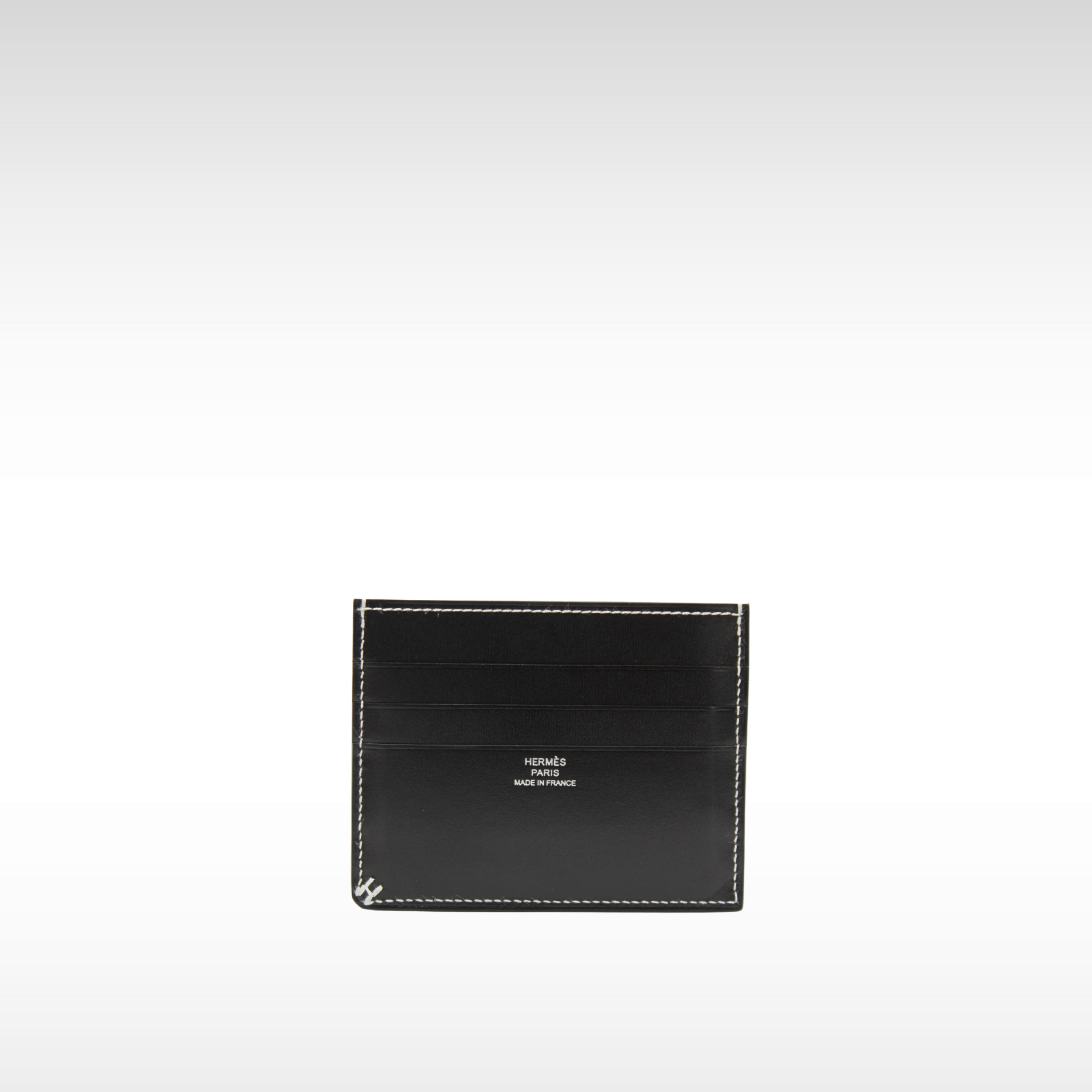 H Sellier Box Calf Black Card Case