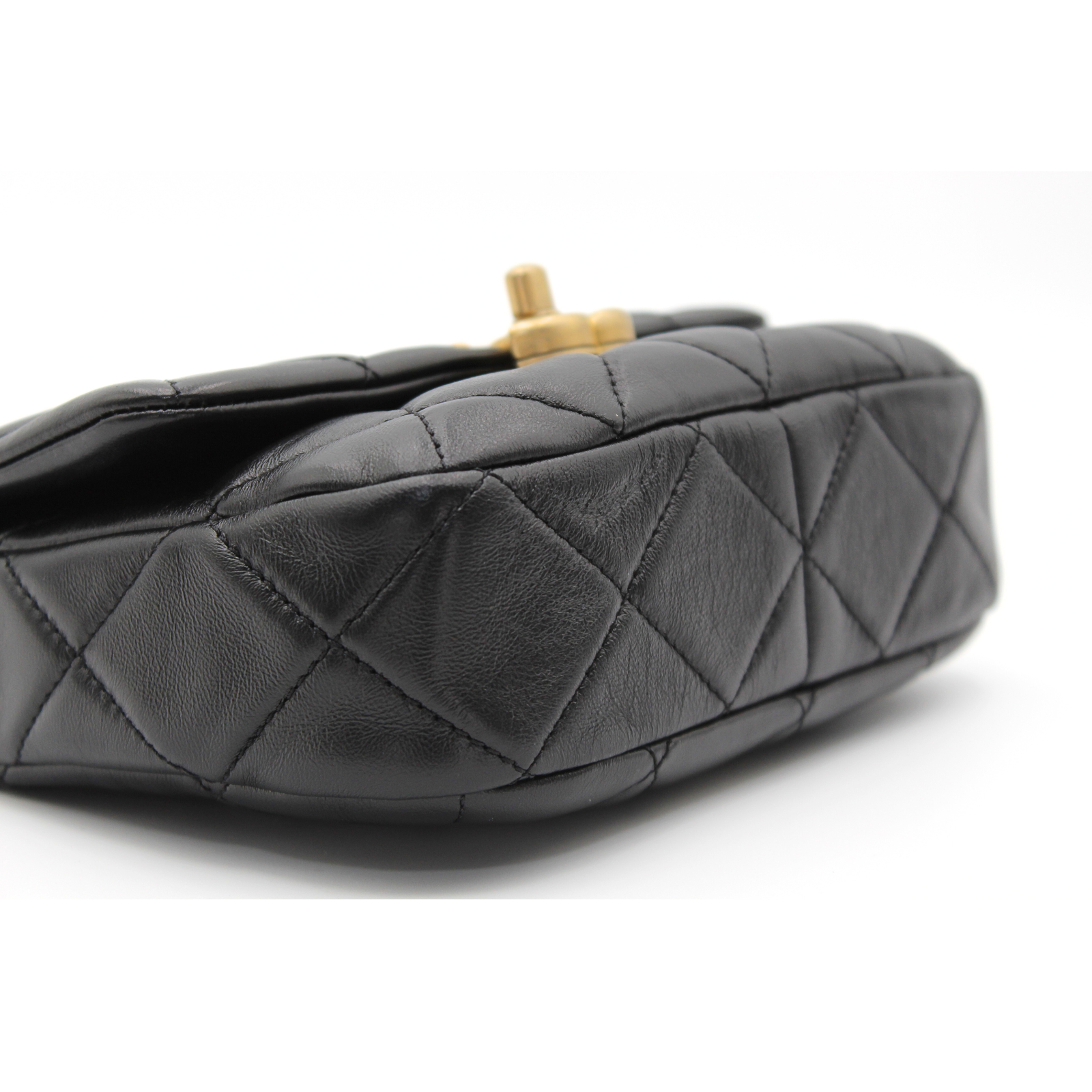 Matelasse Mini Lamb Black Shoulder Bag