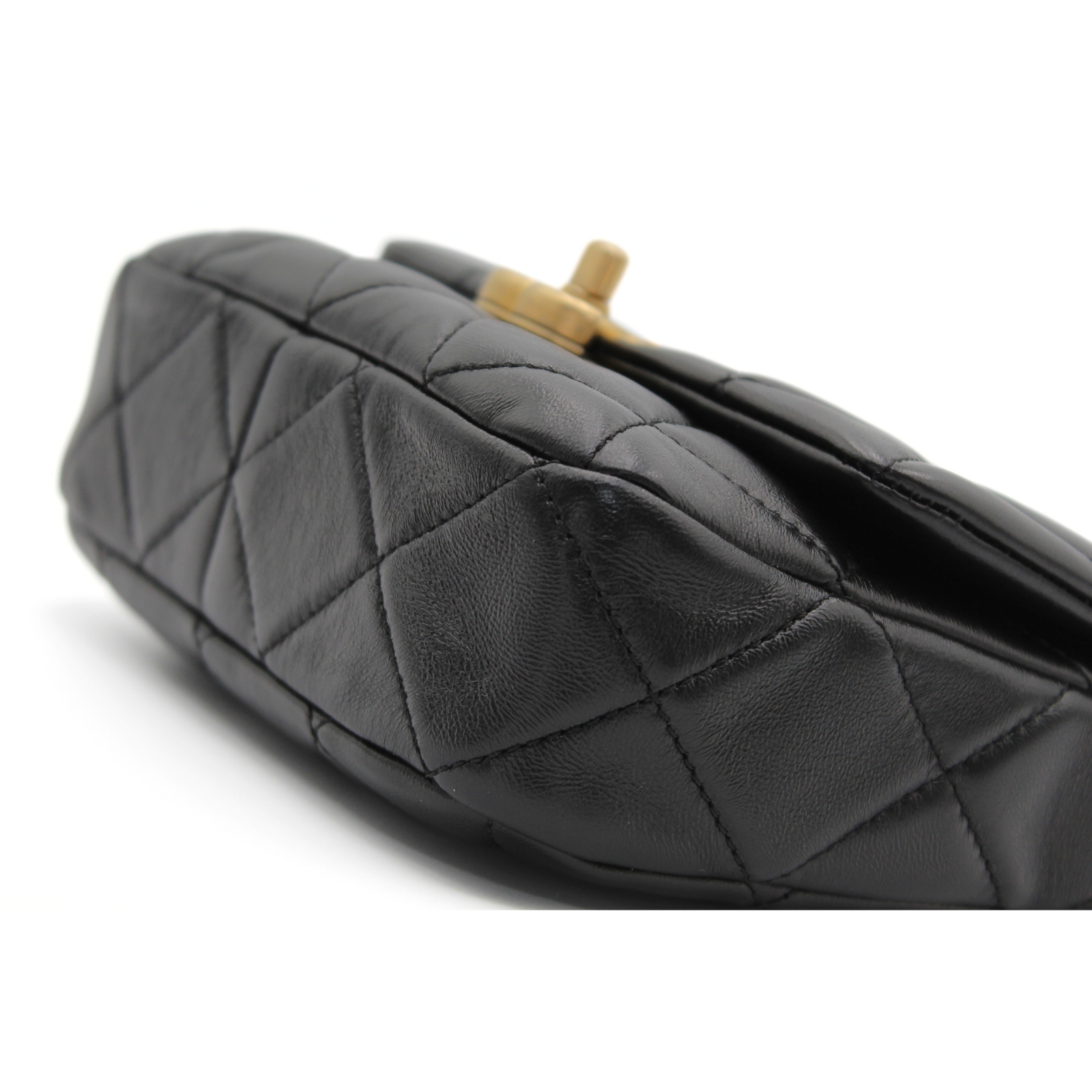 Matelasse Mini Lamb Black Shoulder Bag