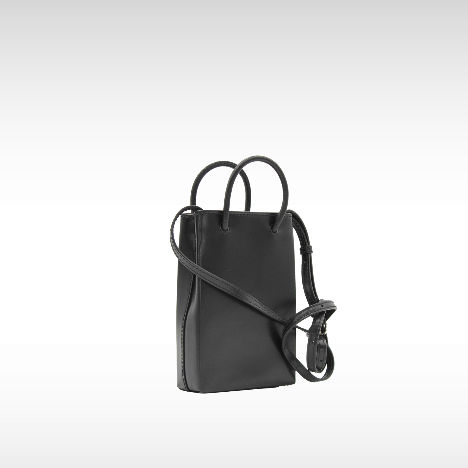 Shopping Phone Holder Mini The Simpsons Calf Black Handbag