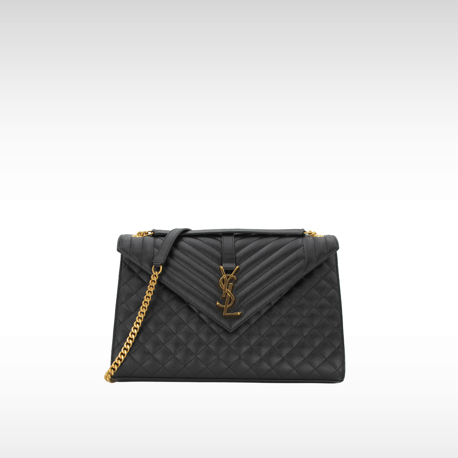 Envelope Large Calf Black Shoulder Bag