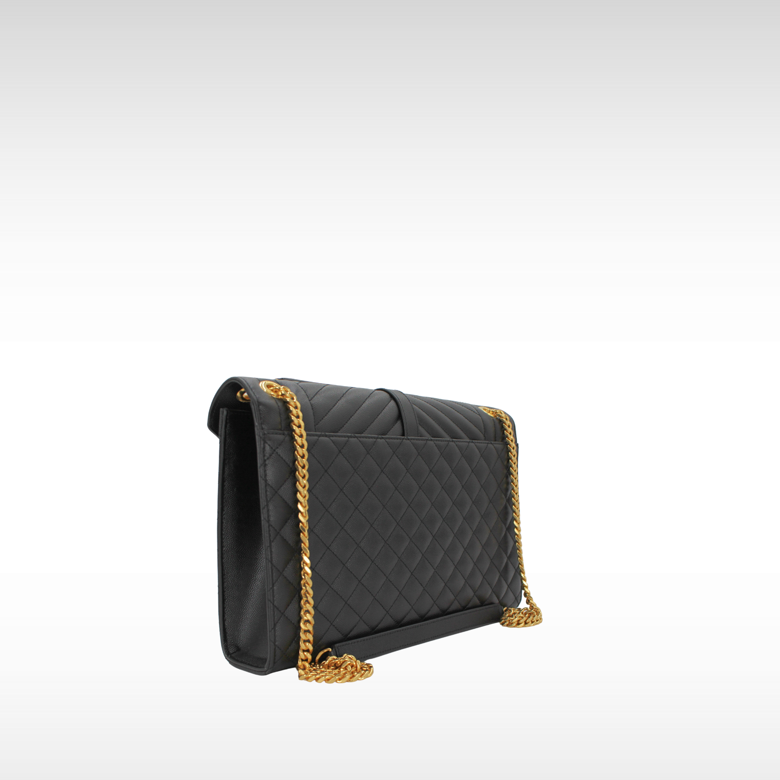 Envelope Large Calf Black Shoulder Bag