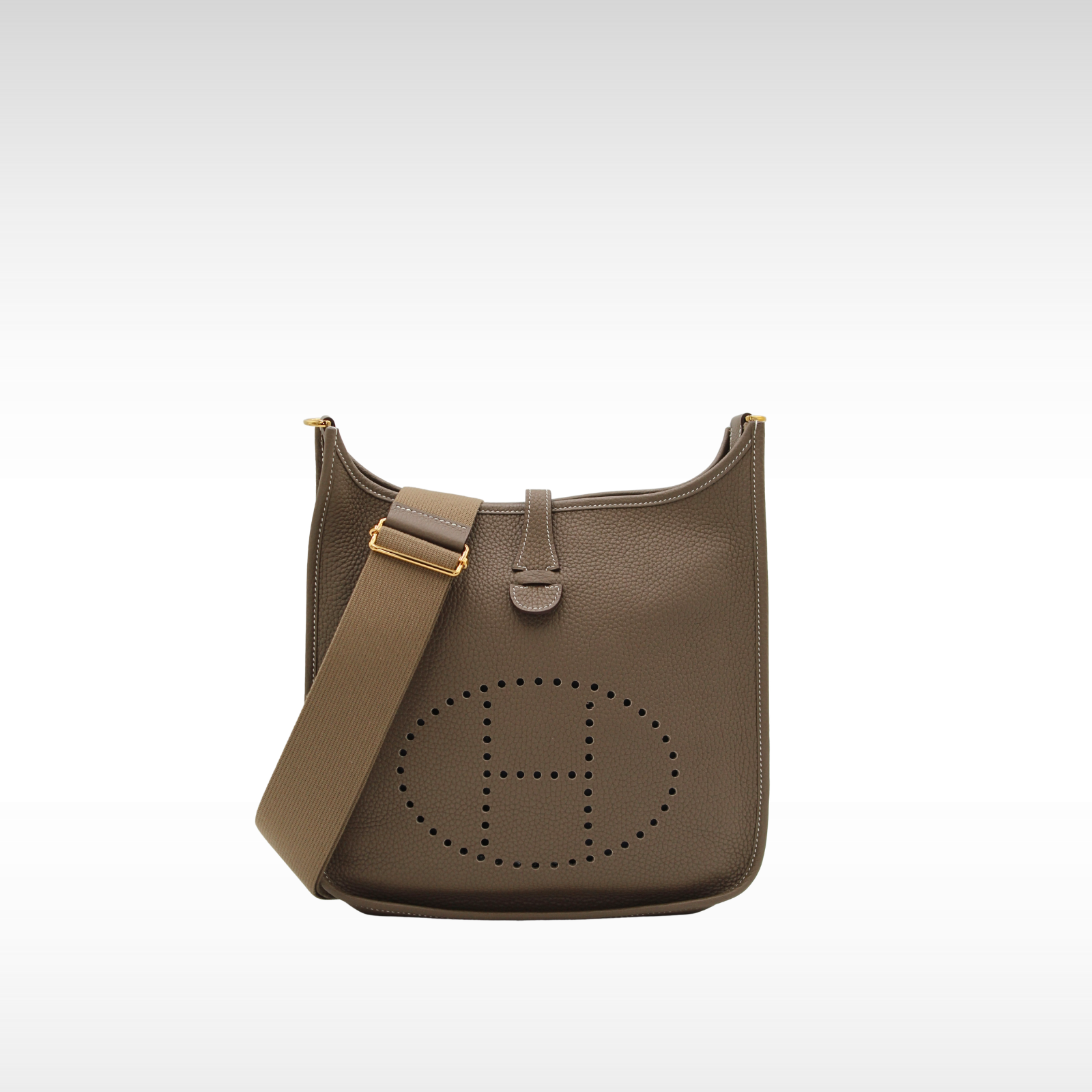 Evelyne 3 PM Taurillon Clemence Etoupe Crossbody Bag