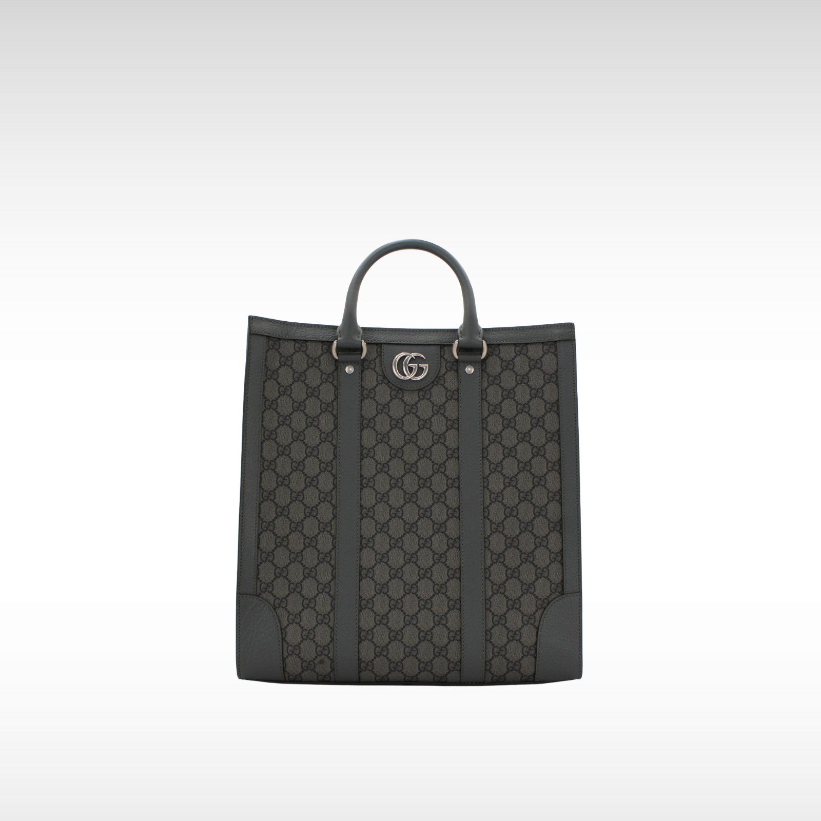 Ophidia M GG-Supreme Coated Canvas Gray Tote Bag