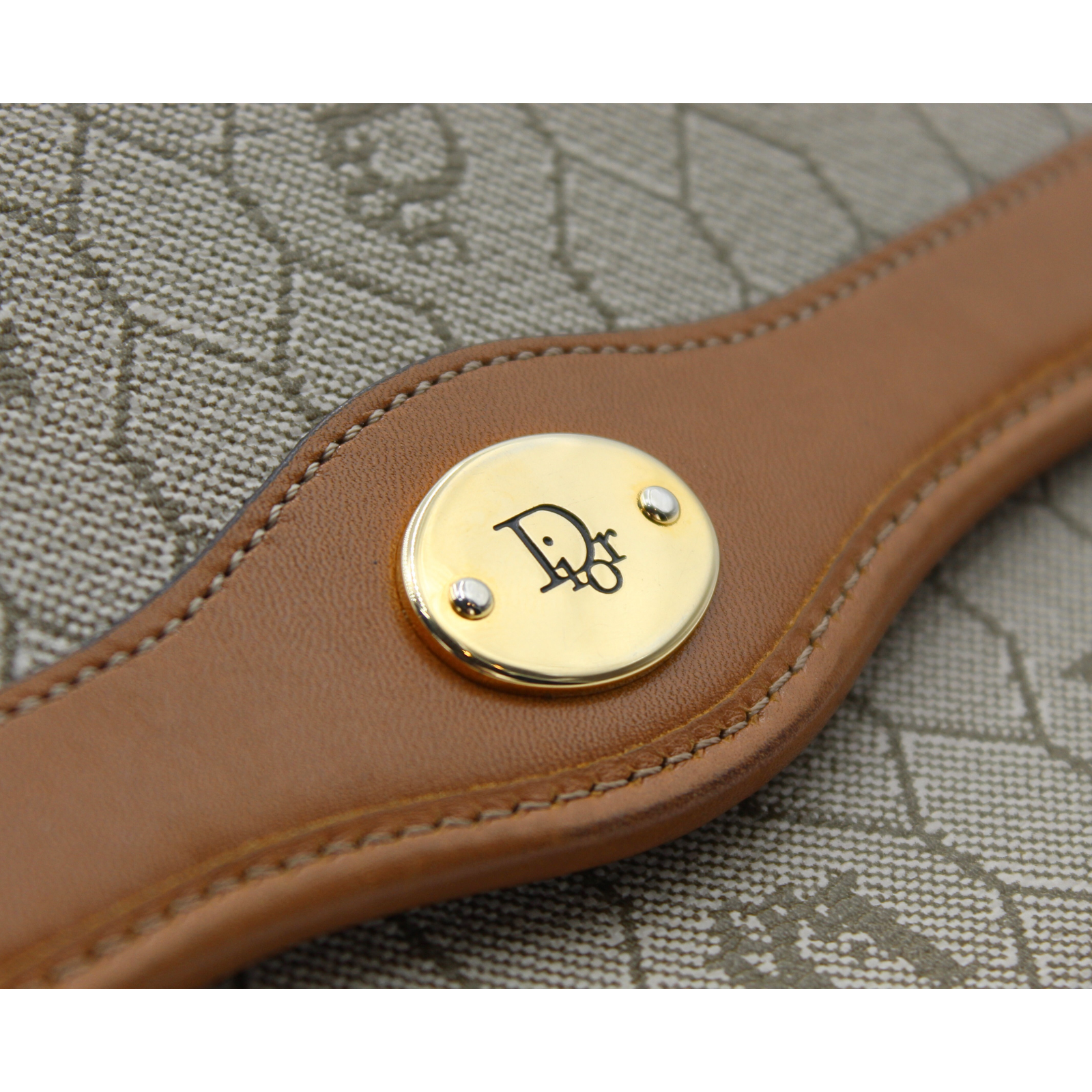 Honeycomb Coated Canvas Beige Shoulder Bag
