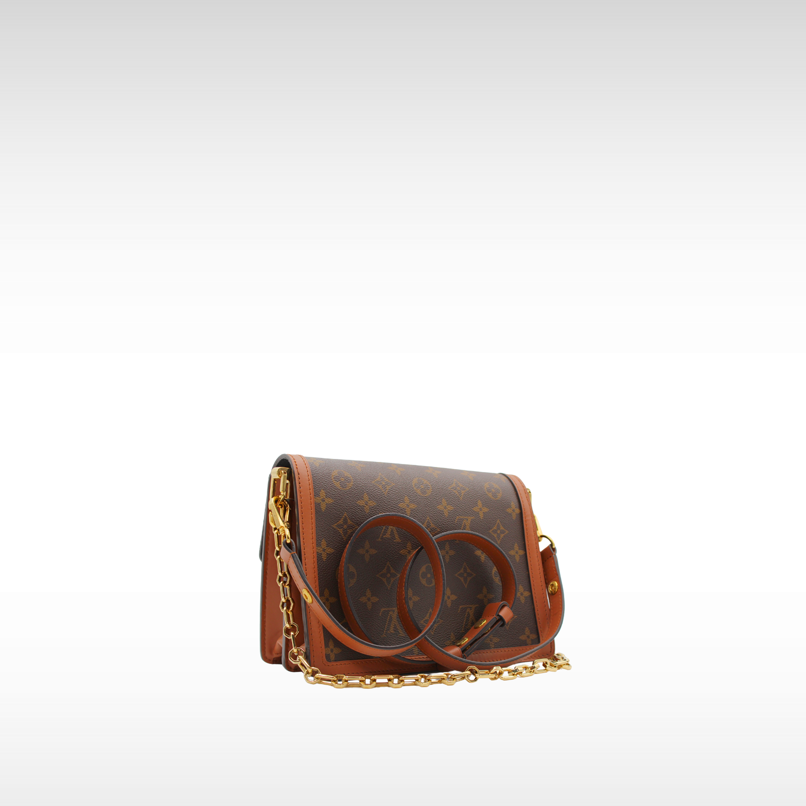 Dauphine MM Monogram Reverse Coated Canvas Marron Shoulder Bag