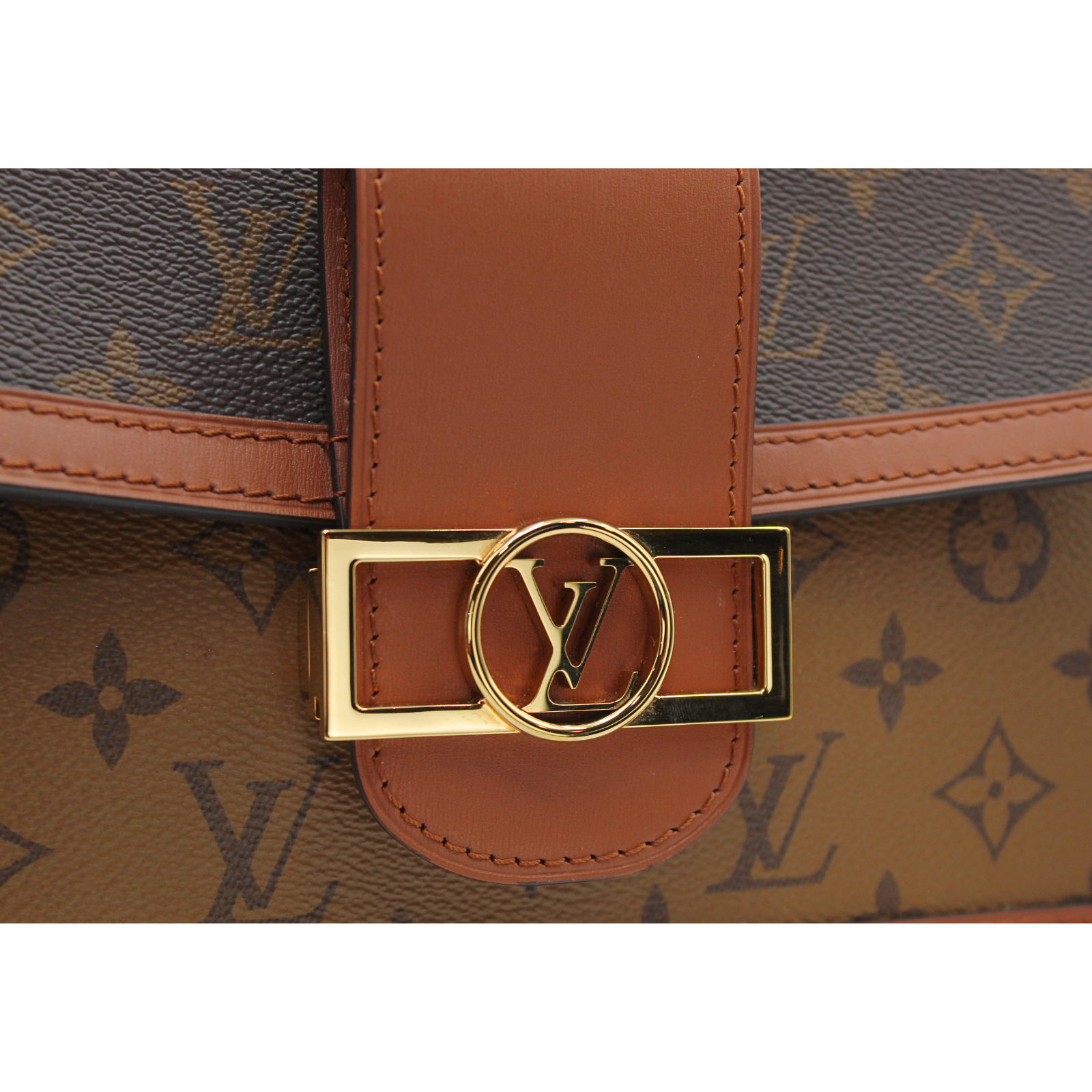 Dauphine MM Monogram Reverse Coated Canvas Marron Shoulder Bag