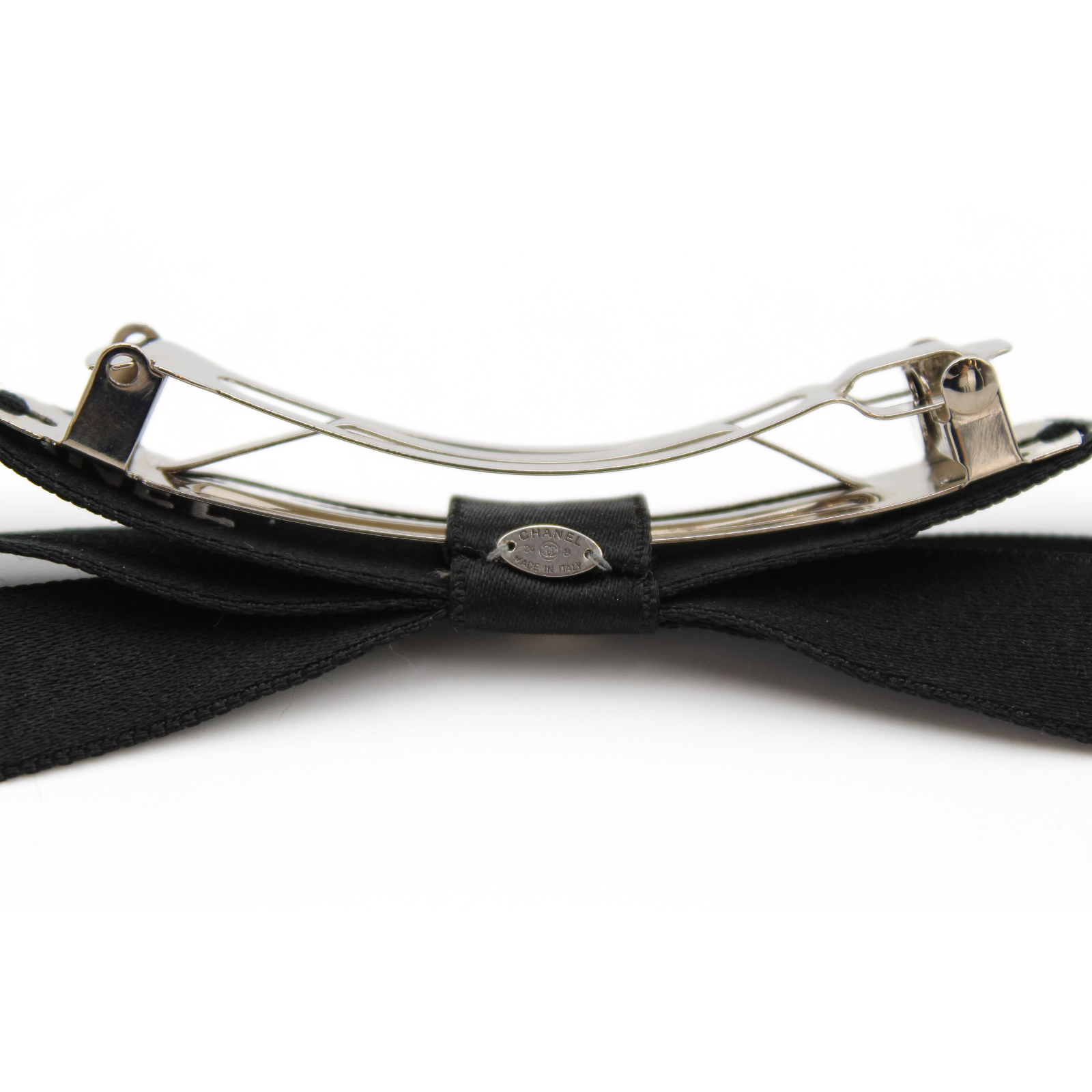 Bow Barette Silk Black Hair Accessory