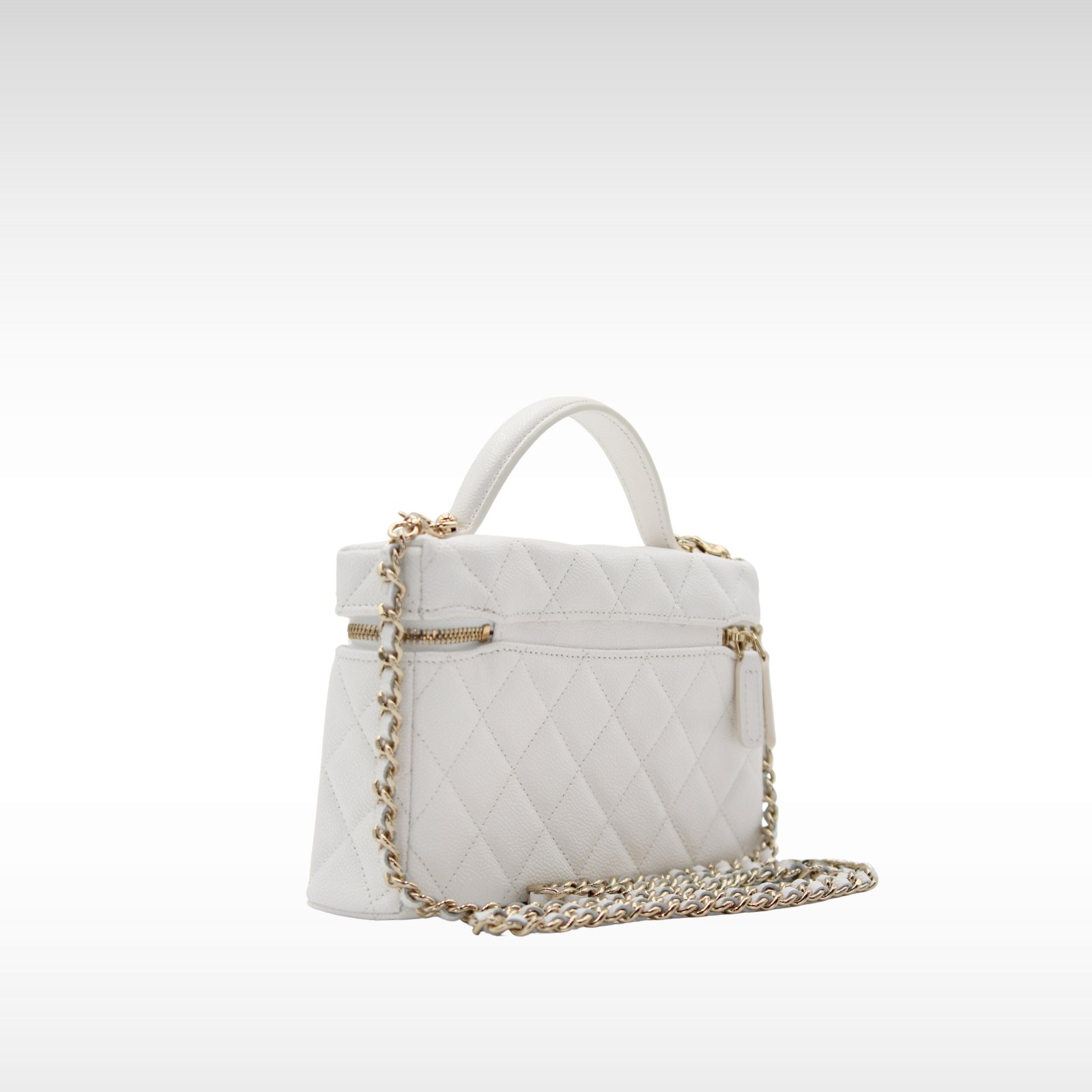 Vanity With Chain Caviar White Handbag