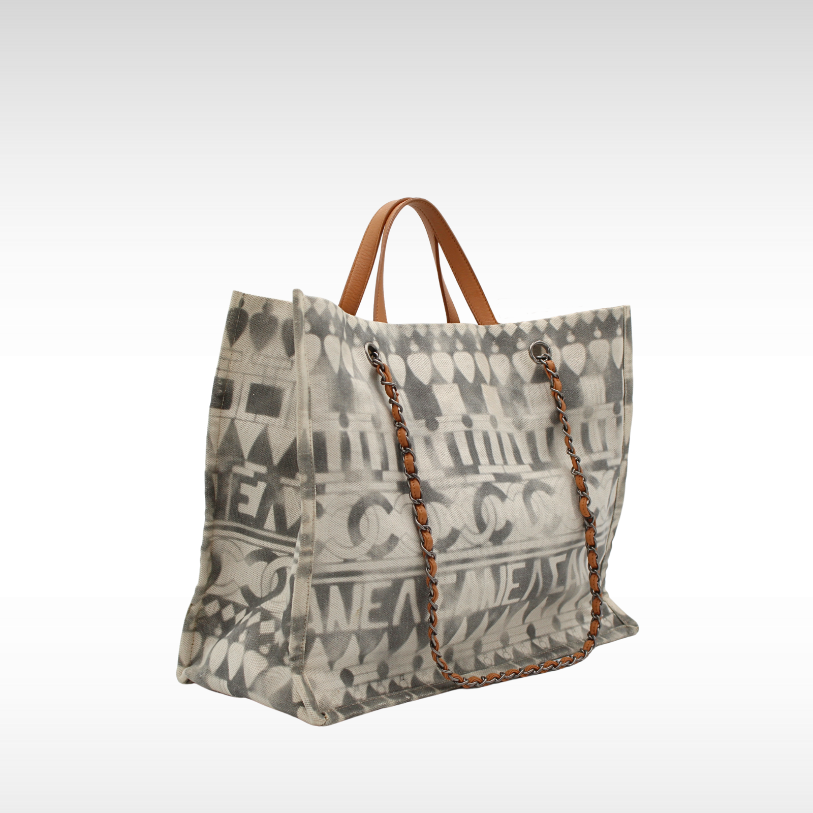Shopping Large Canvas Beige Tote Bag