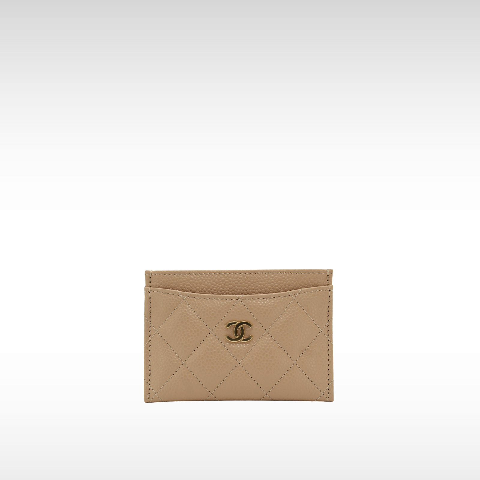 Classic Card Holder Caviar Beige Card Case