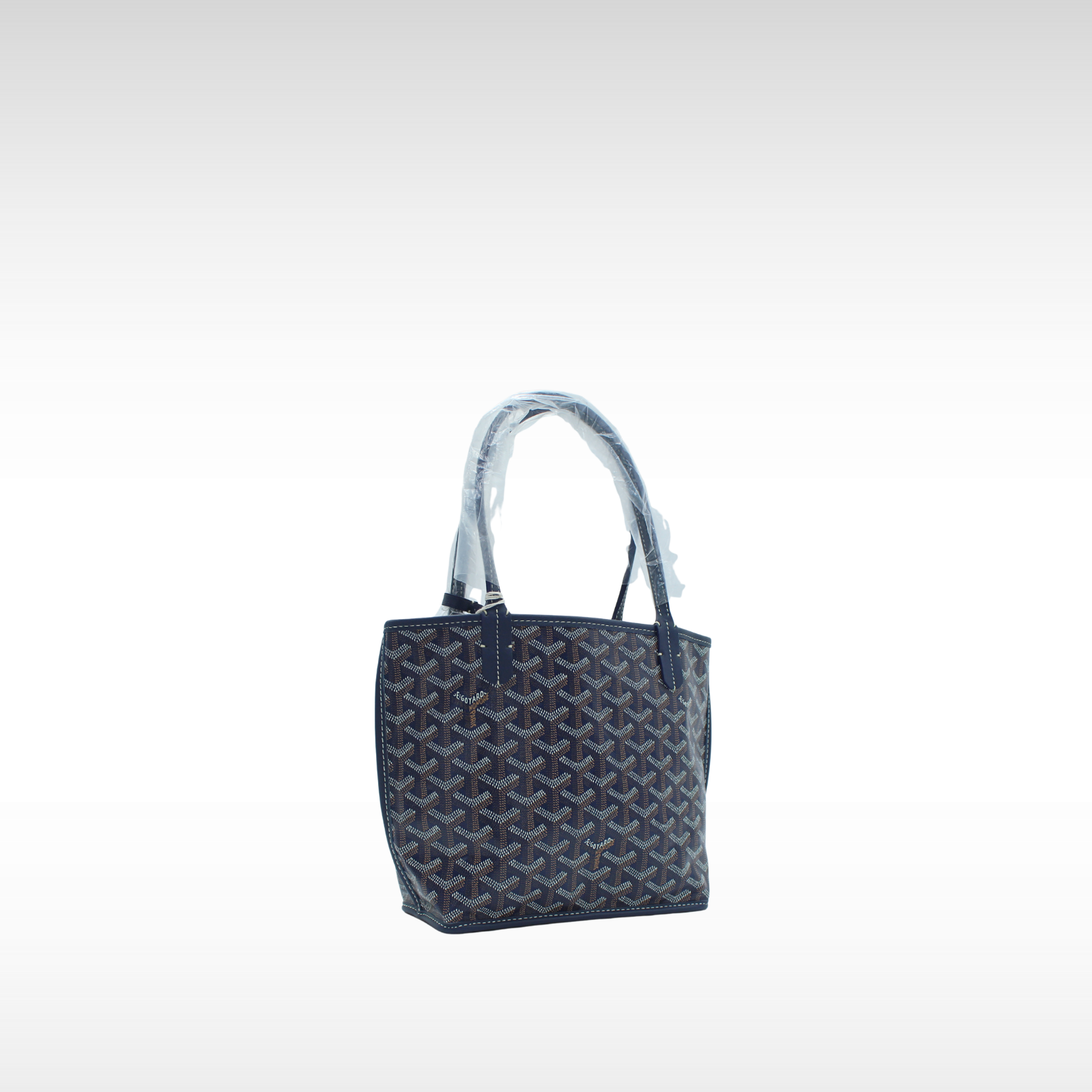 Anjou Mini Coated Canvas Navy Tote Bag