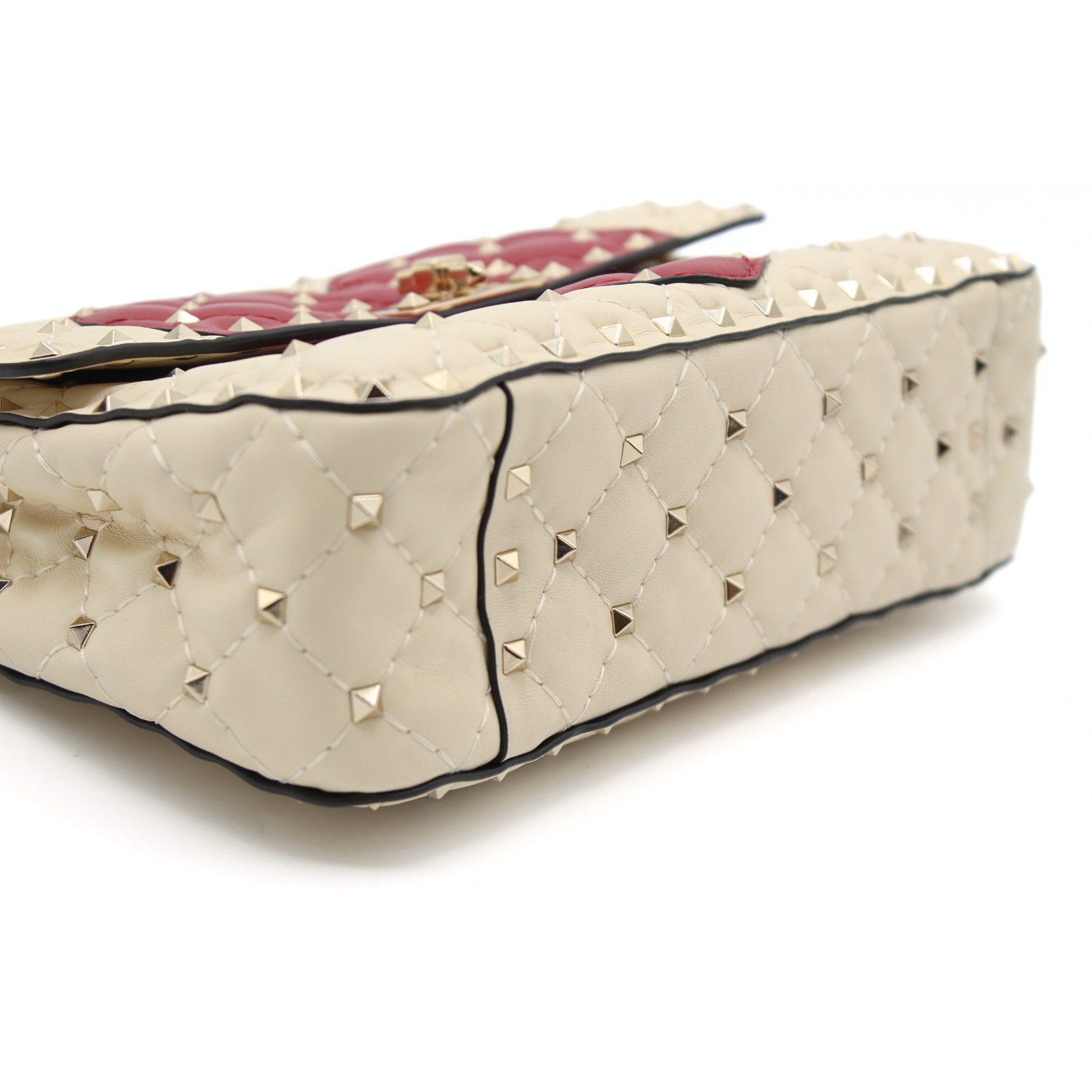 Rockstud Heart Calf White Handbag