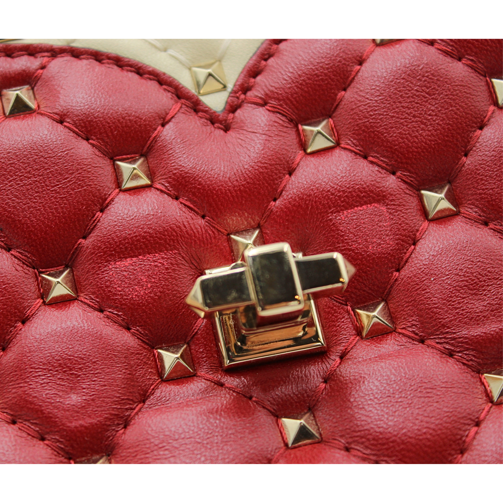 Rockstud Heart Calf White Handbag