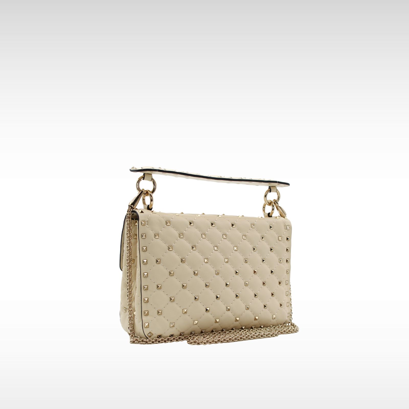 Rockstud Heart Calf White Handbag