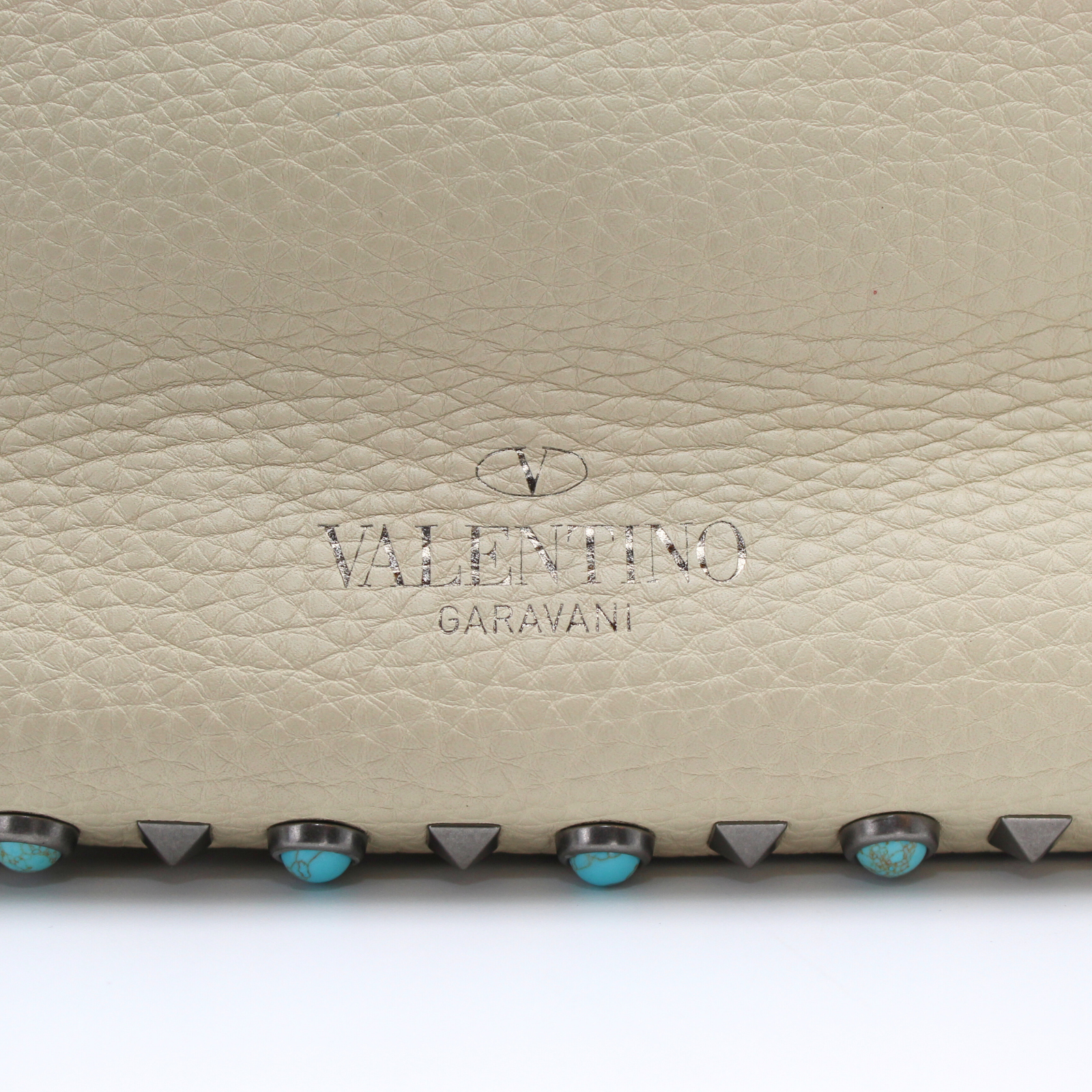 Rockstud Calf White Shoulder Bag