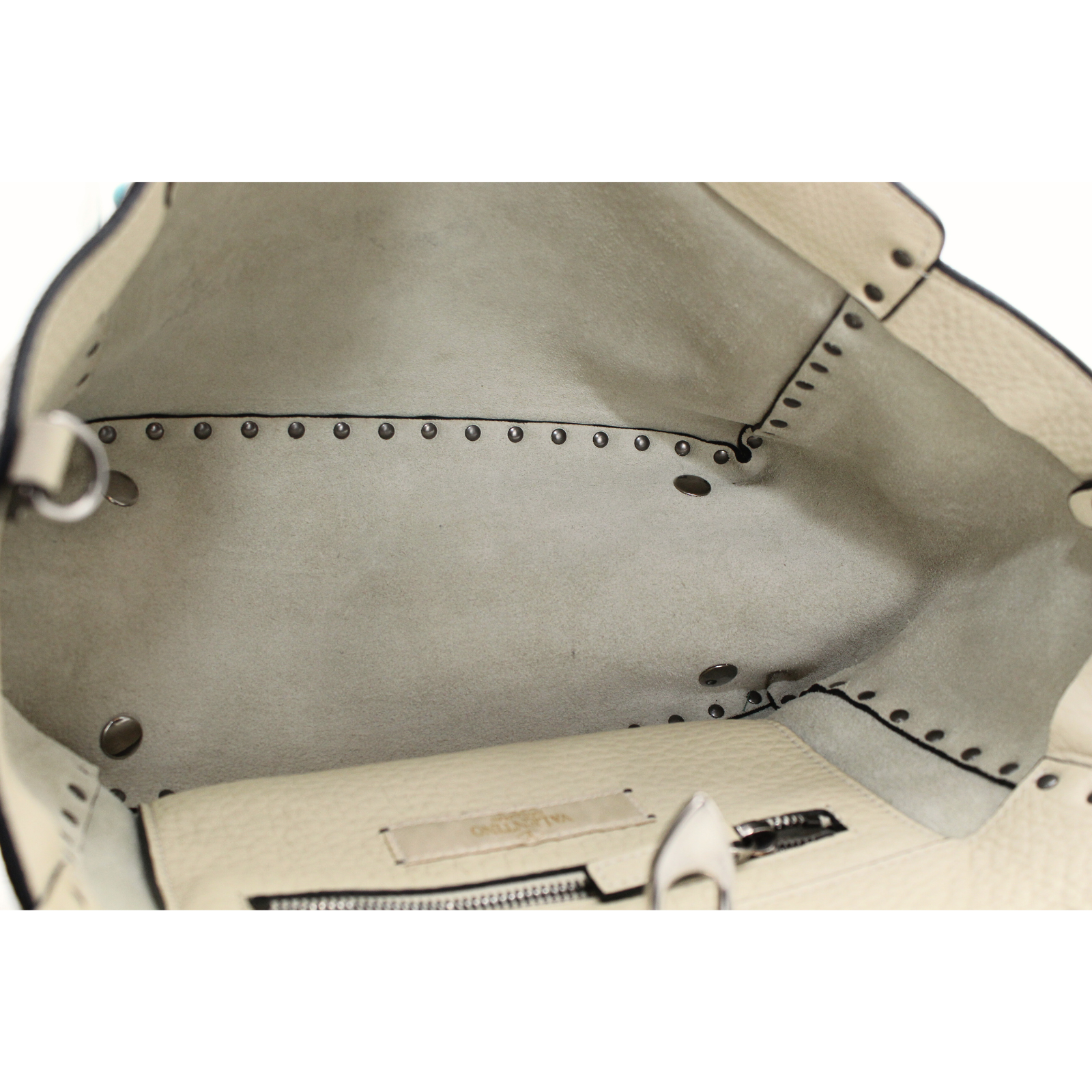 Rockstud Calf White Shoulder Bag